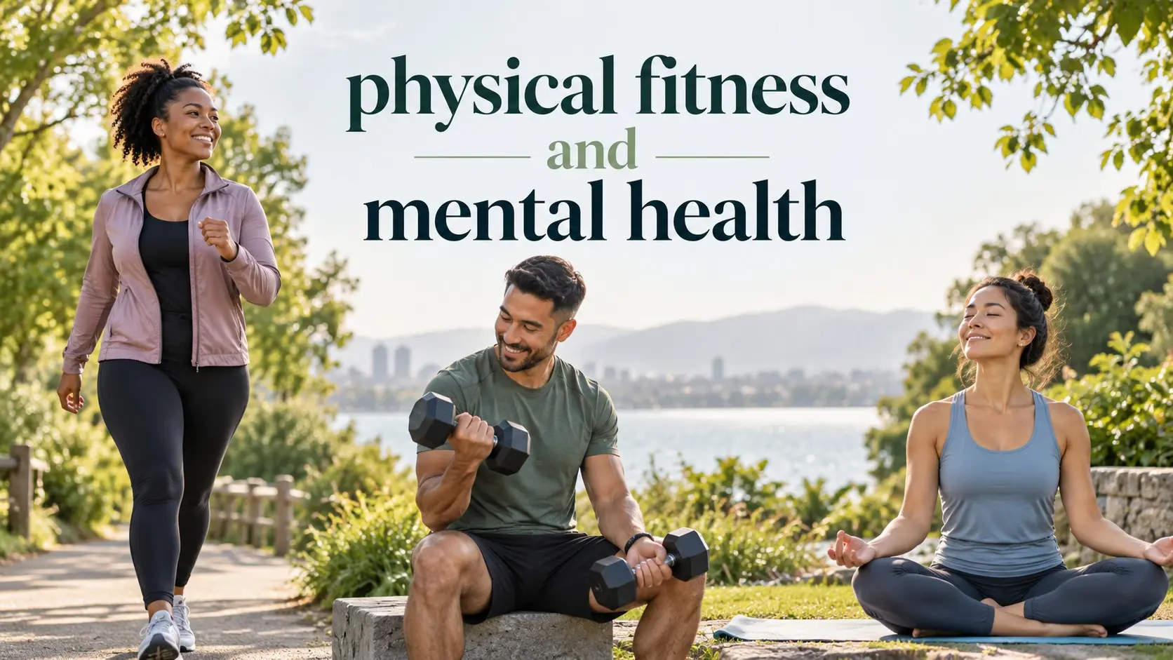 Physical fitness and mental health with walking strength training yoga outdoor movement sleep and supportive social activity