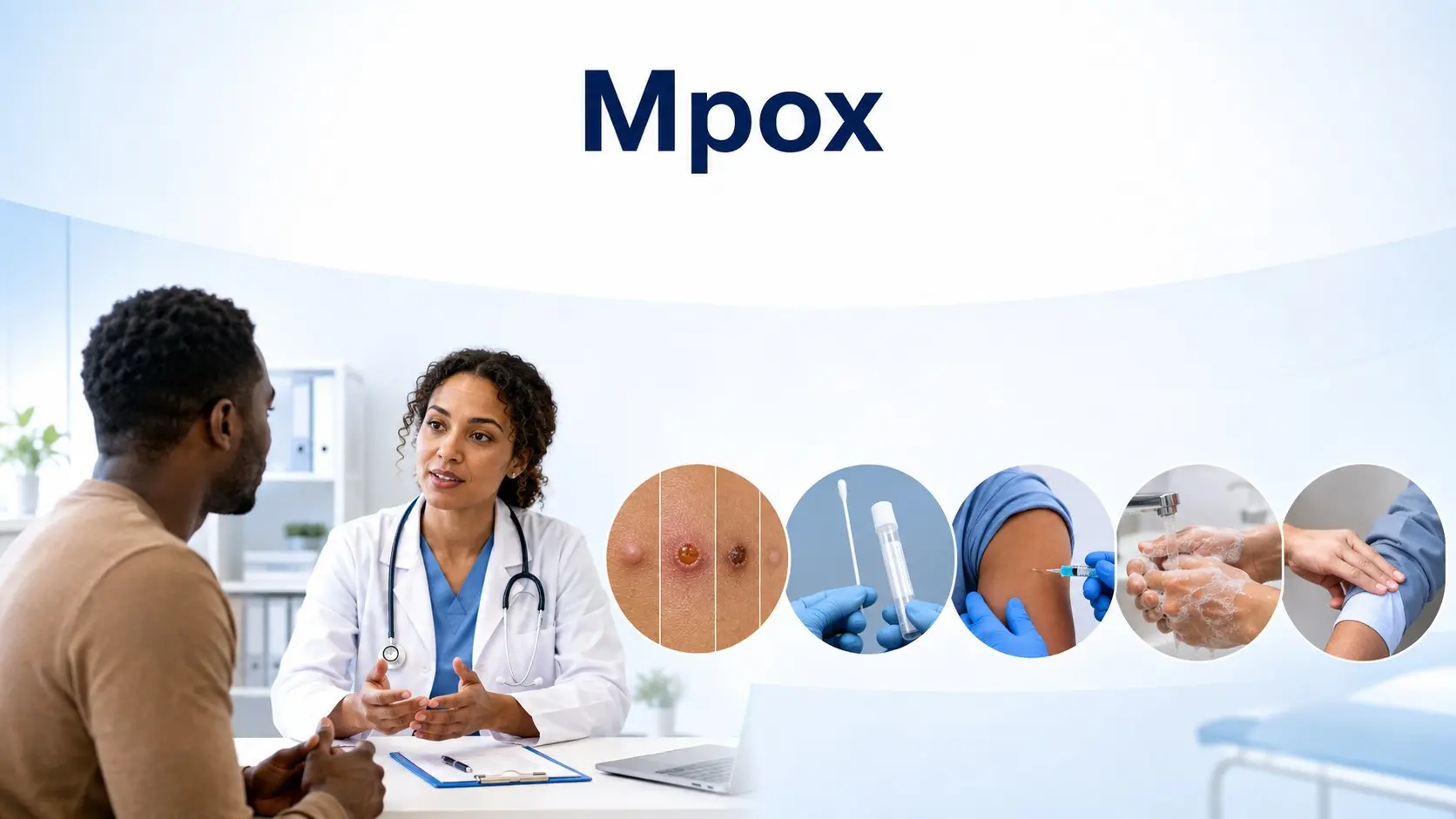 Mpox symptoms, rash, testing, vaccination and prevention discussed during a medical consultation