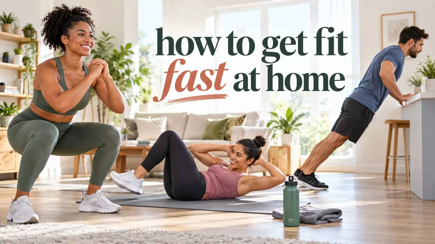How to get fit fast at home with bodyweight squats push ups walking core training and simple no equipment exercise