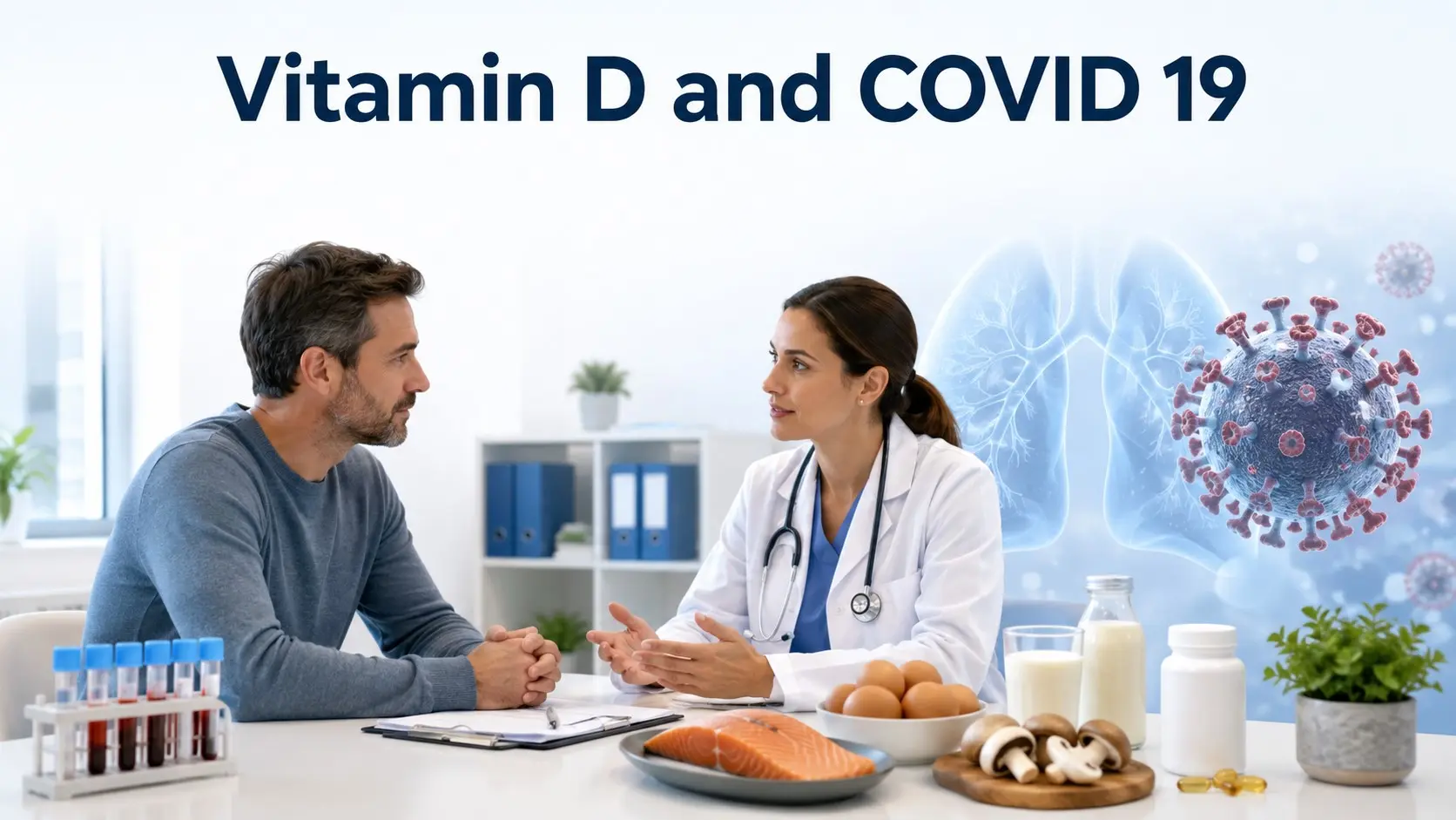 Vitamin D and COVID 19 evidence with vitamin D foods, blood testing, supplements, immune health and medical guidance