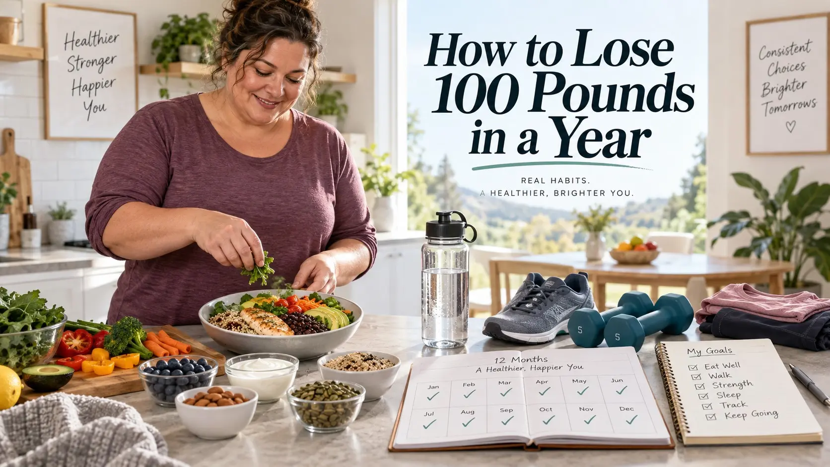 How to Lose 100 Pounds in a Year with balanced food walking strength training sleep tracking and a sustainable twelve month plan