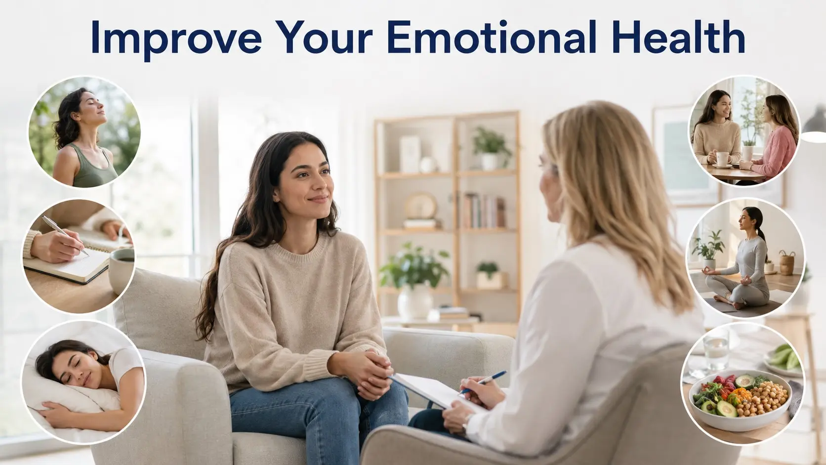 Improve Your Emotional Health through emotional awareness, resilience, sleep, mindfulness, relationships, movement and professional support