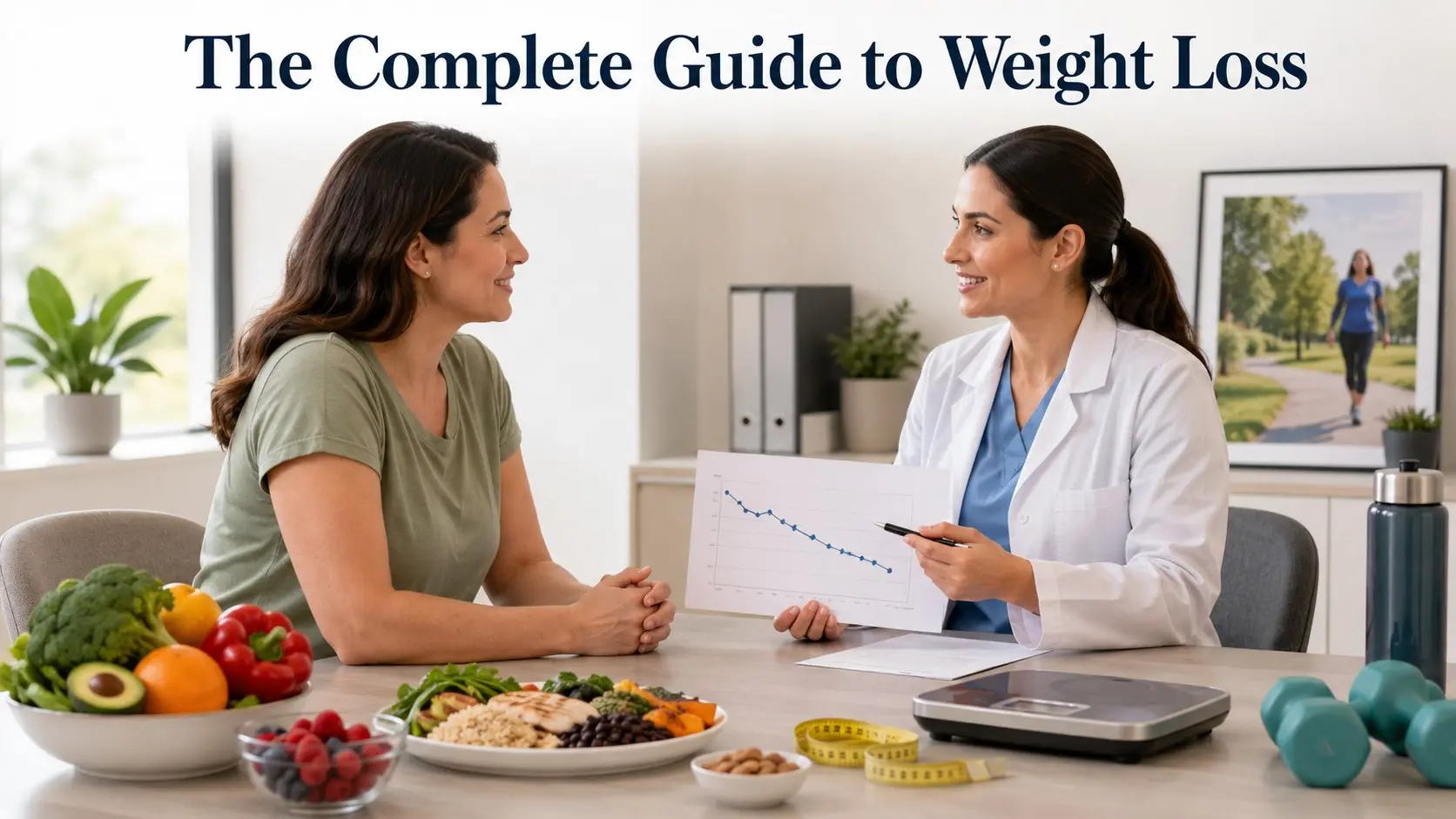 The Complete Guide to Weight Loss with healthy food, exercise, tracking, sleep, medical treatment and sustainable weight management