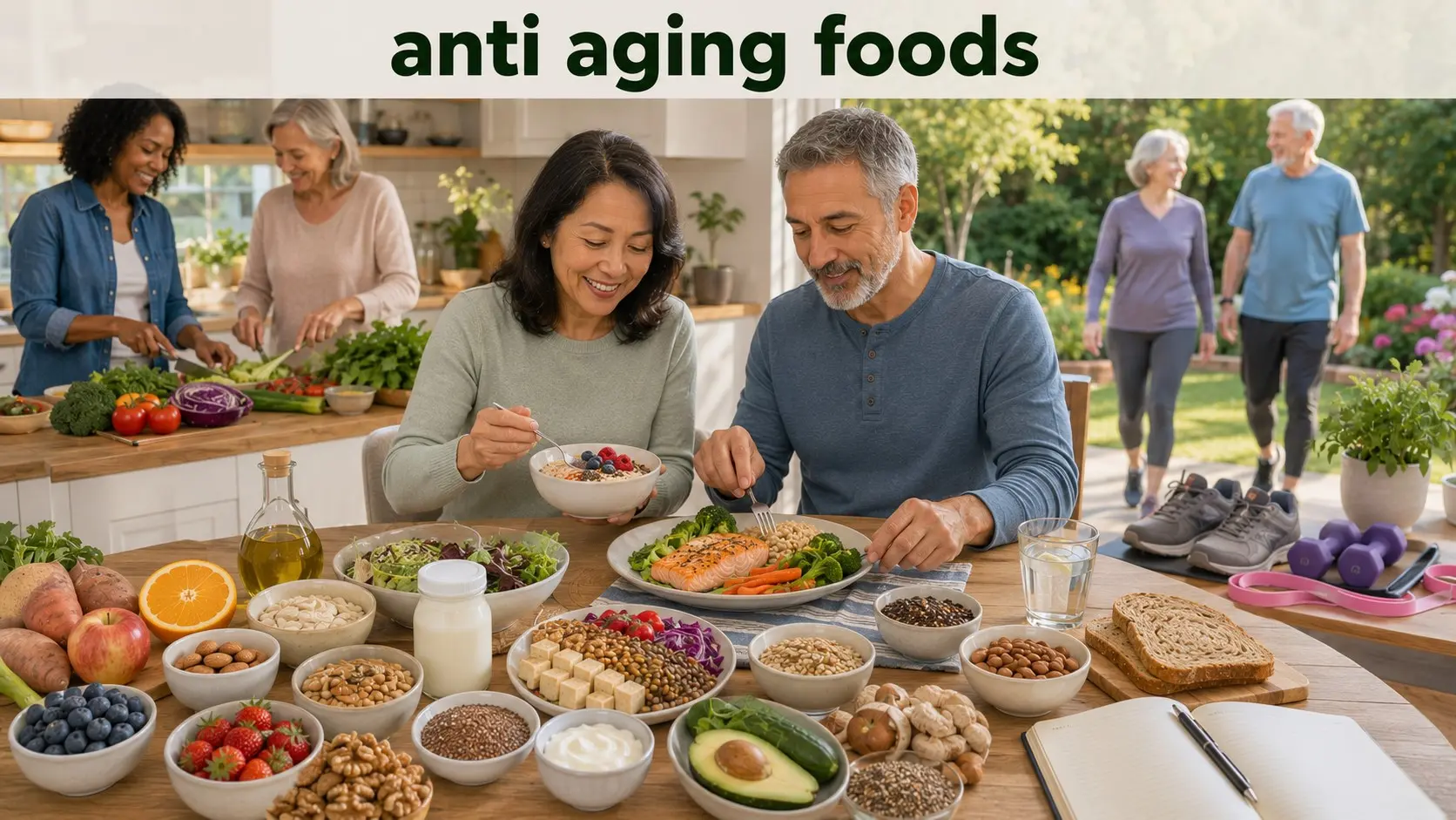 anti aging foods -A varied eating pattern can support heart, brain, muscle, bone, gut, and skin health, but no food can stop or reverse aging.