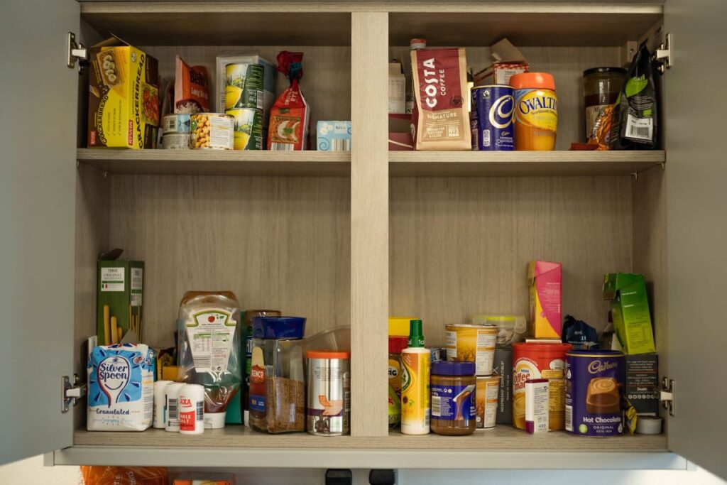 food in the cupboards