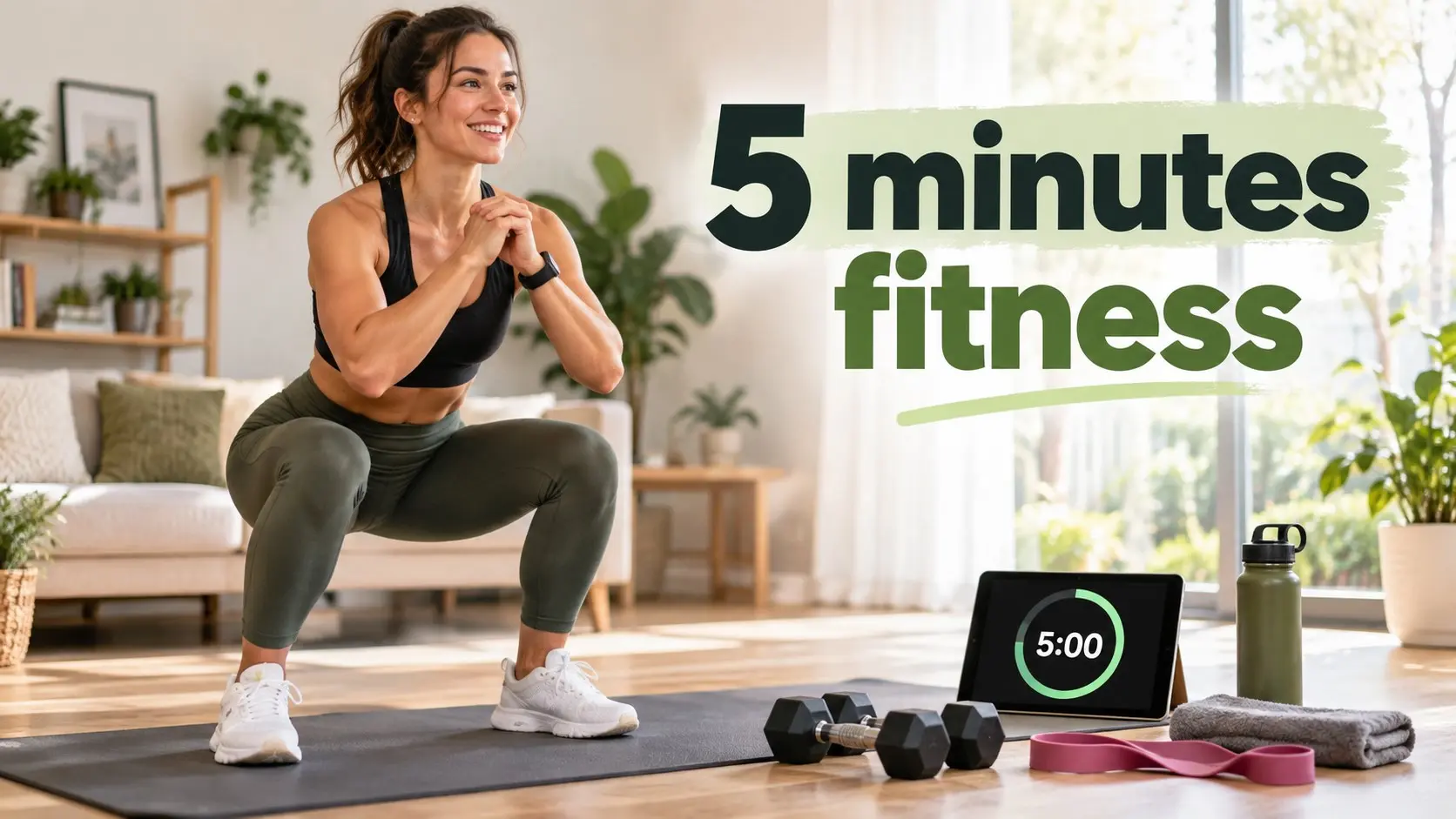 5 minutes fitness workout with quick strength, cardio, mobility, walking, and home exercise options for busy people