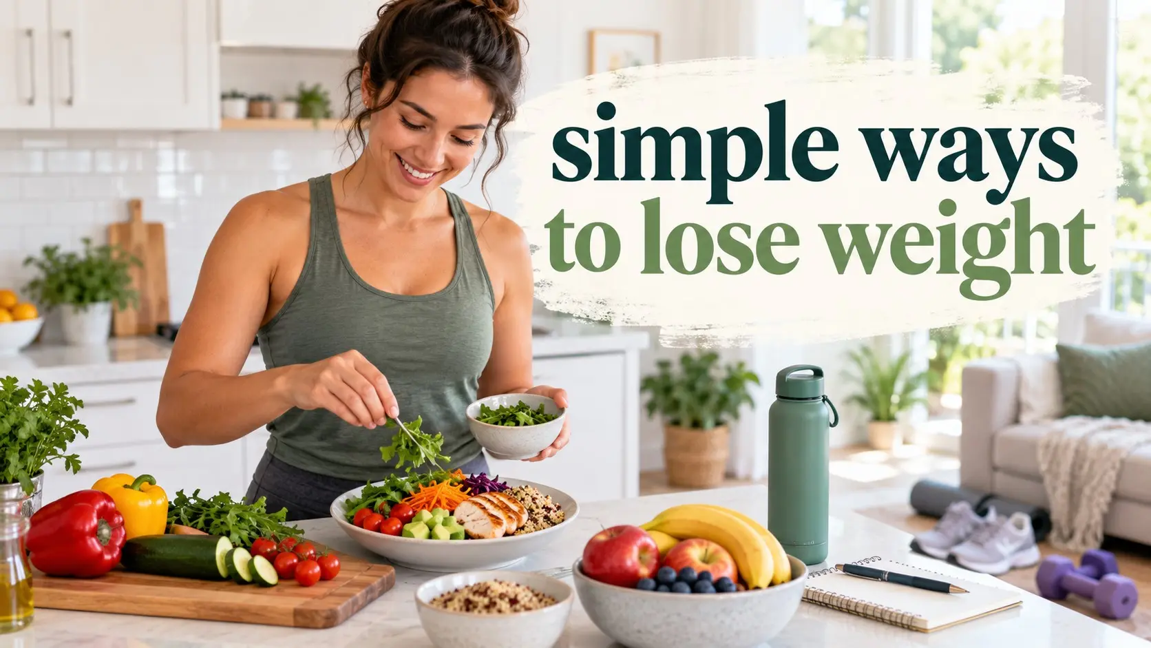 Simple ways to lose weight with balanced meals, walking, strength training, portion awareness, sleep, hydration, and sustainable habits