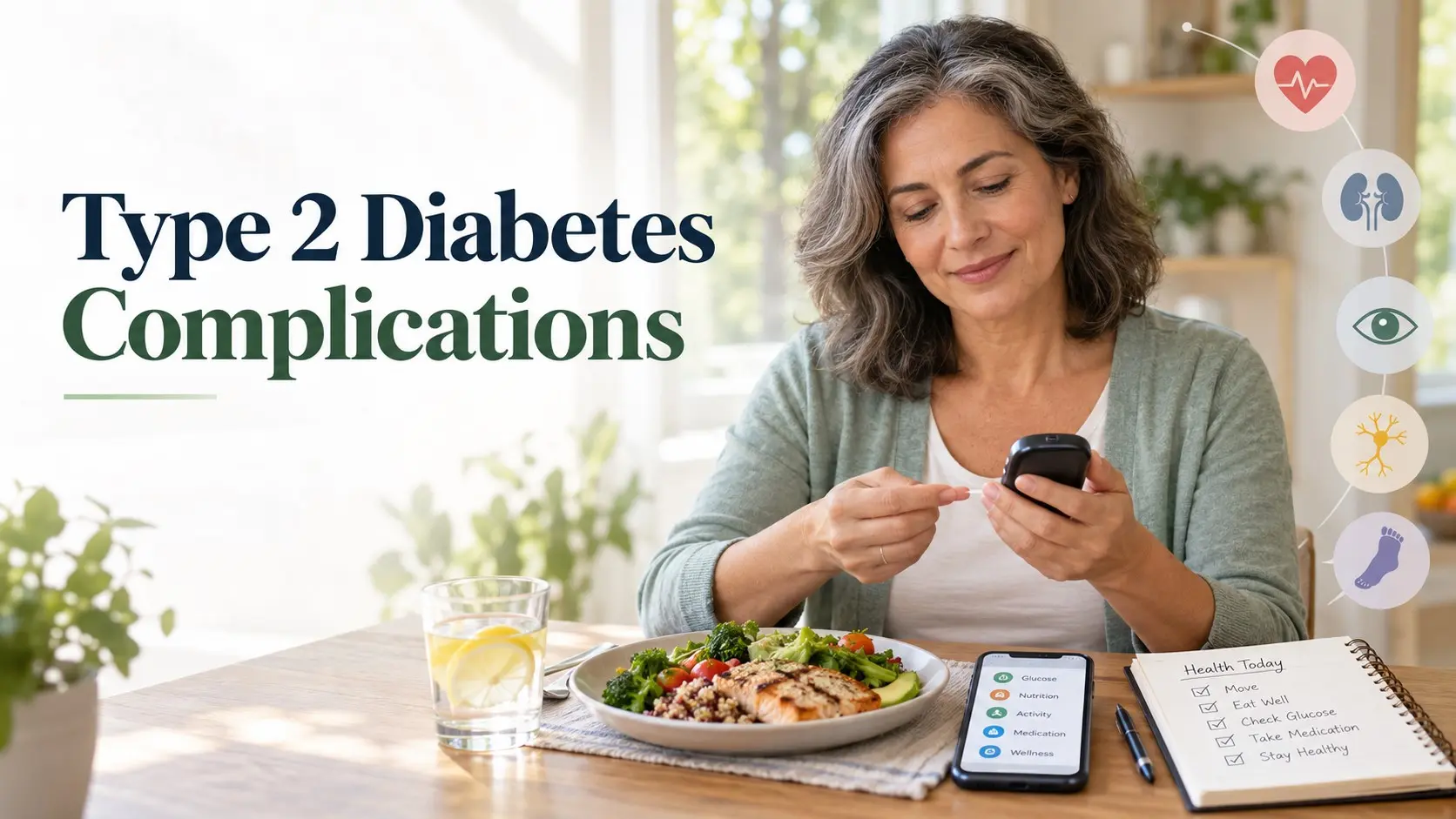 Type 2 Diabetes Complications prevention with glucose monitoring and healthy lifestyle