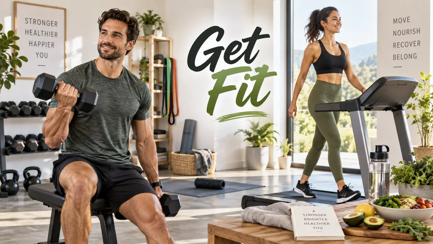 Get fit and shape with cardio, strength training, mobility, nutritious food, recovery, and a consistent balanced fitness plan.