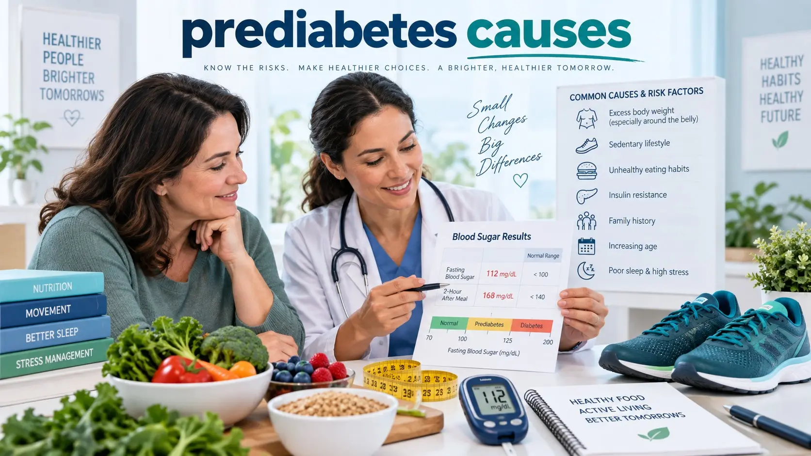 prediabetes causes including insulin resistance, blood sugar, weight, family history, activity, sleep, PCOS, and gestational diabetes