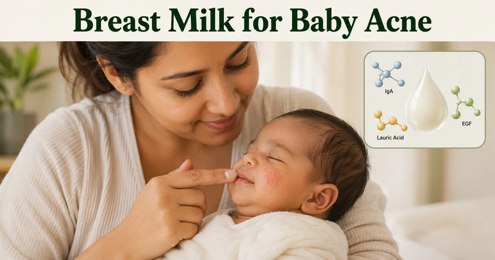 Breast milk for baby acne guide showing how to apply breast milk safely and what science says about this natural treatment for newborn skin 2026