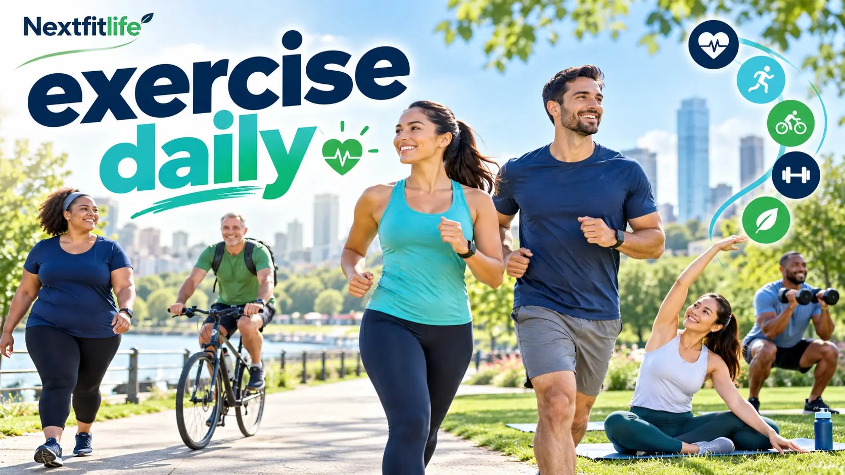 Exercise daily for obesity care with walking, aerobic activity, strength training, less sitting, and healthy weight management