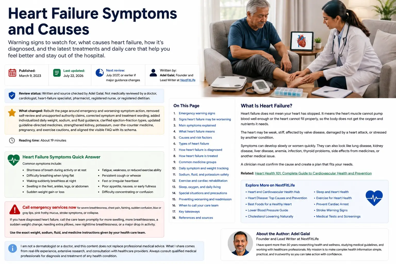 Older adult discusses shortness of breath, ankle swelling, daily weight, and heart failure symptoms with a healthcare professional