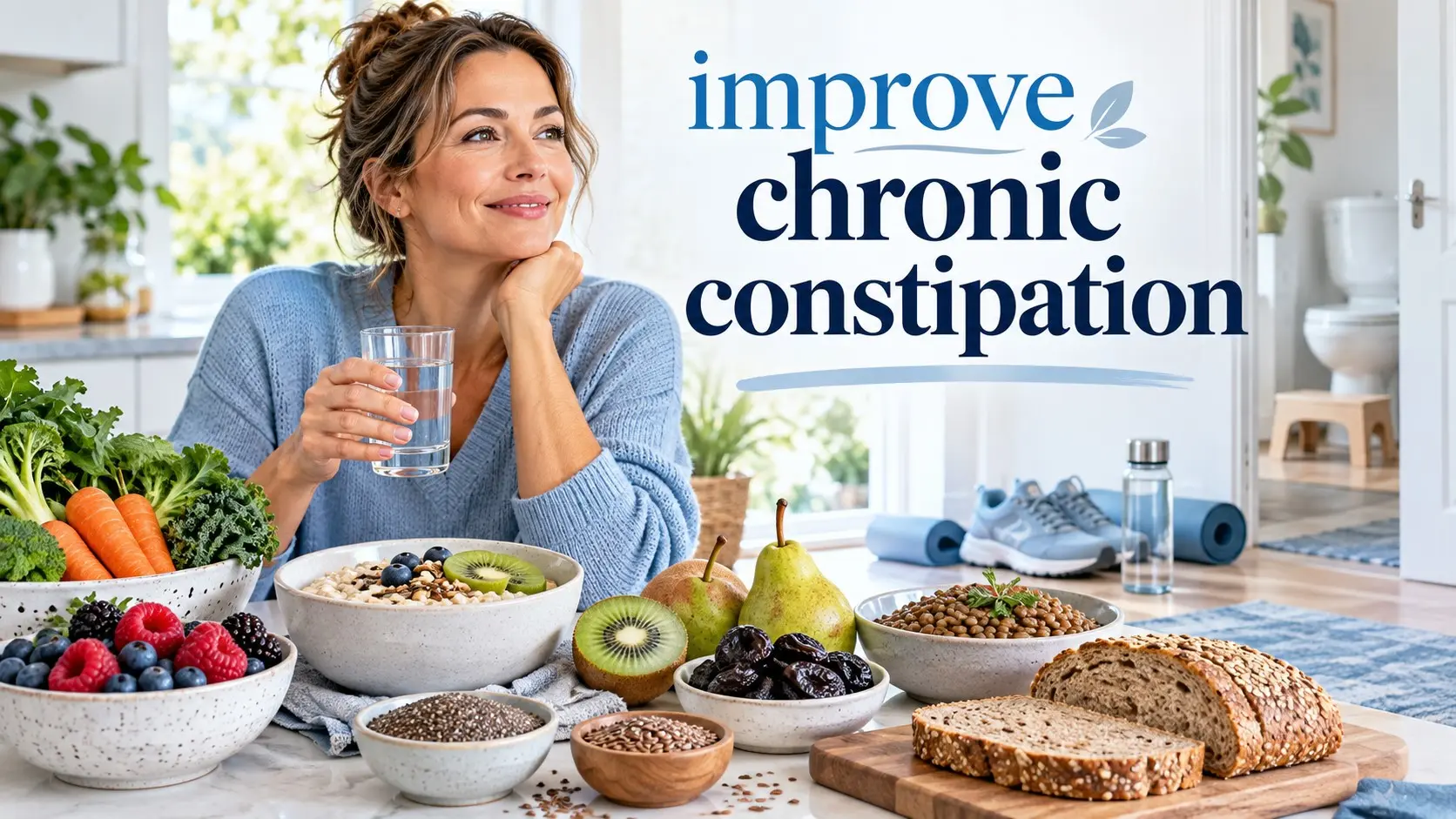 Ways to improve chronic constipation with fiber rich foods, water, movement, better toilet habits, and appropriate treatment.