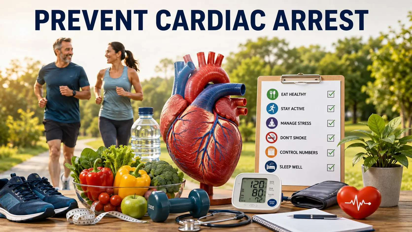 prevent cardiac arrest - Adults learn CPR and AED use while a healthcare professional explains cardiac arrest risk factors and heart protection.