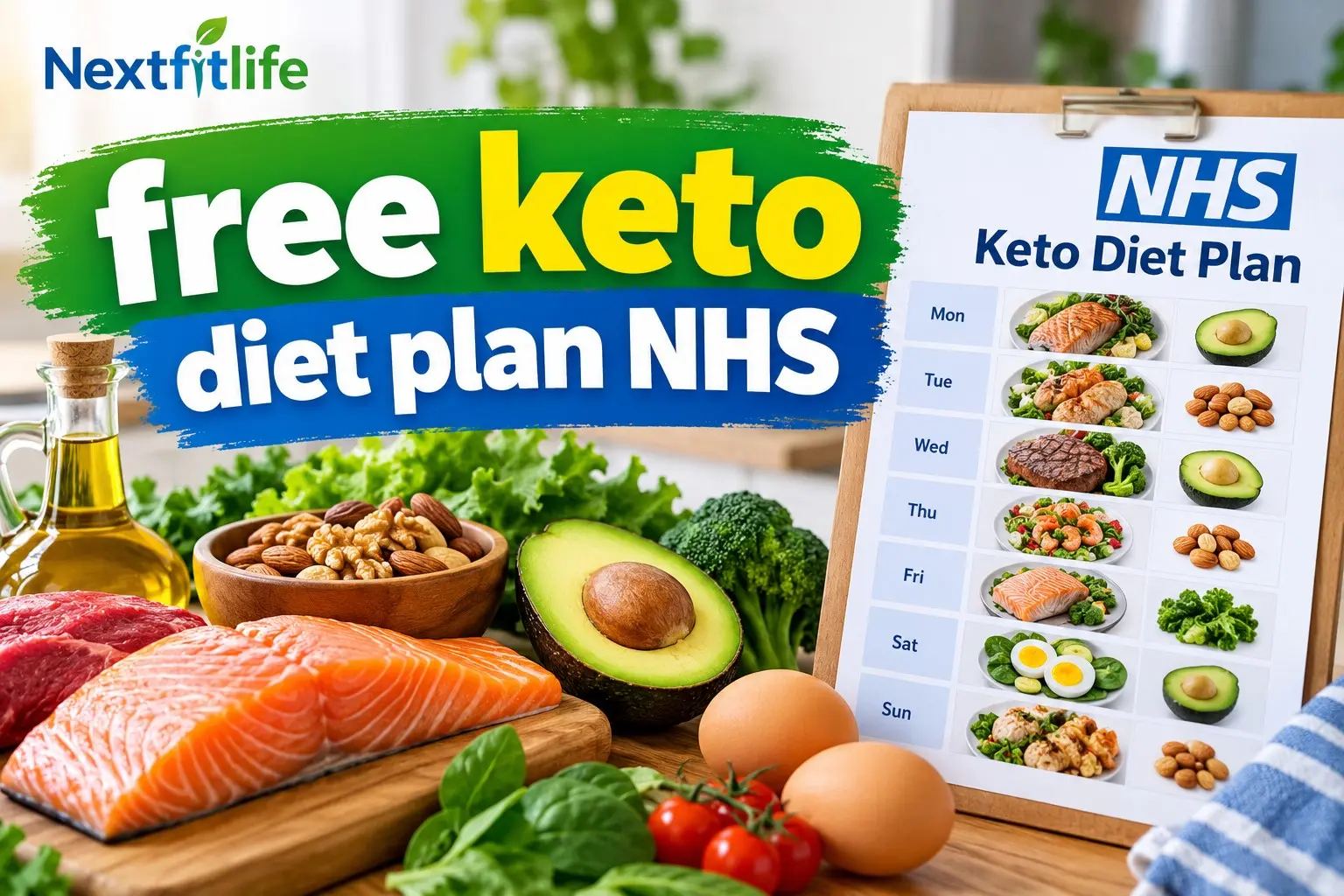 Free keto diet plan NHS guide with low carb foods, vegetables, healthy fats, protein and medical safety advice