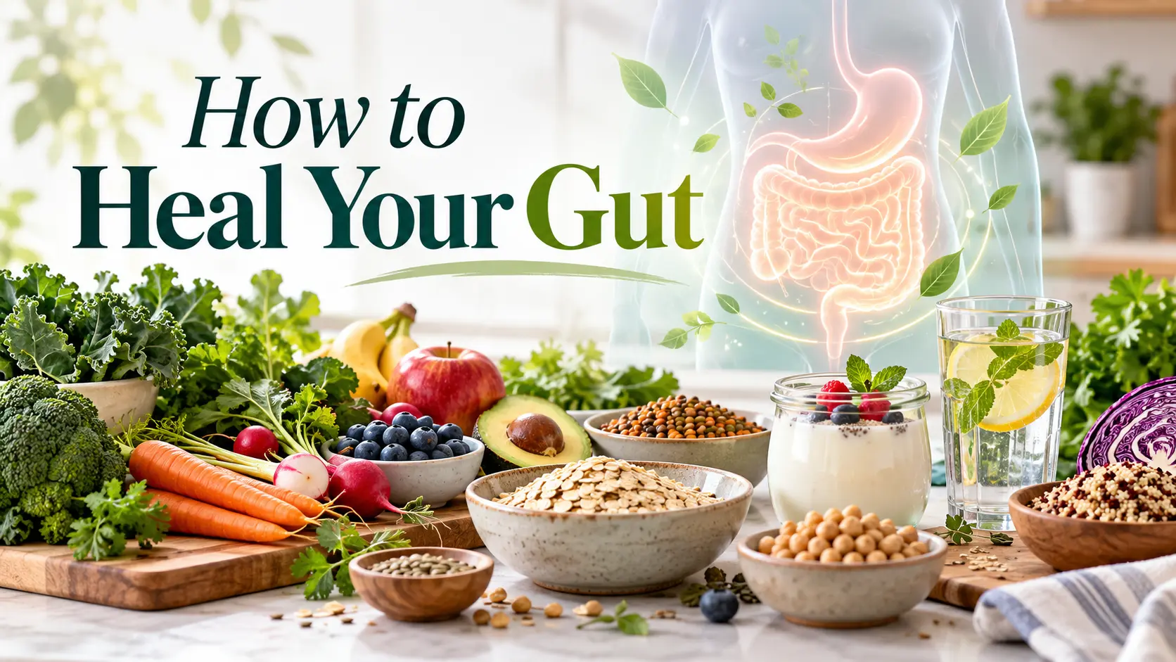 How to Heal Your Gut with fibre rich foods, fermented foods and healthy daily habits