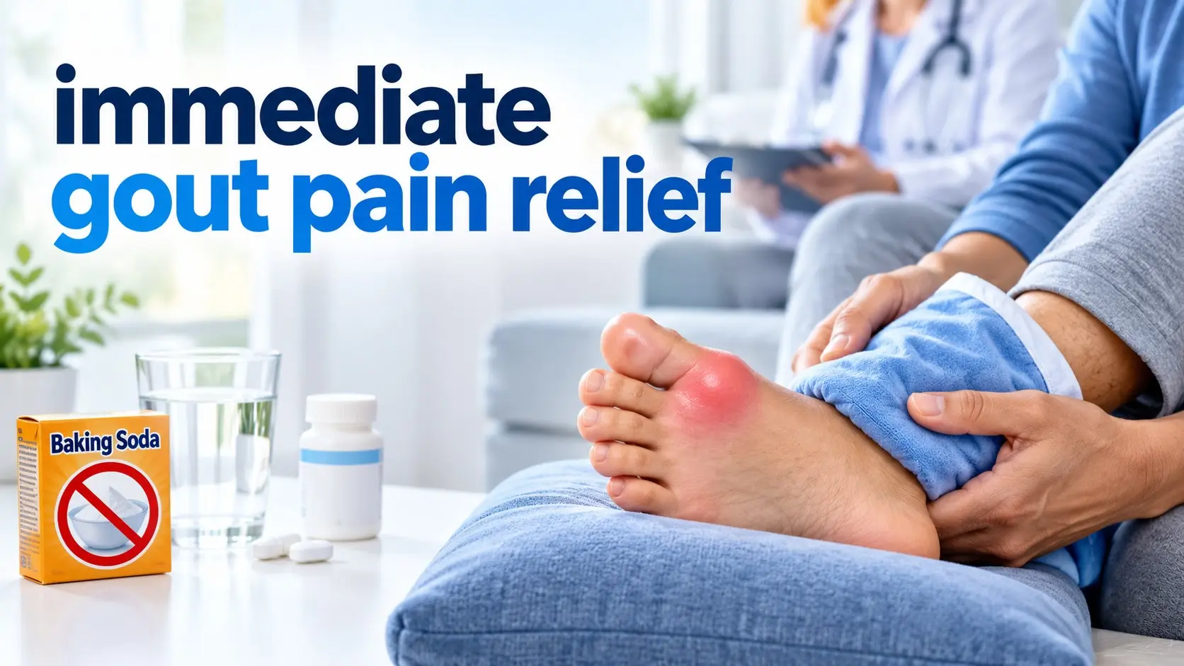 Immediate gout pain relief with cold therapy and safe treatment for a painful swollen big toe