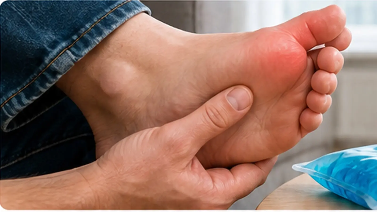 immediate gout pain relief -Adult discusses a painful swollen big toe and safe gout flare treatment with a healthcare professional