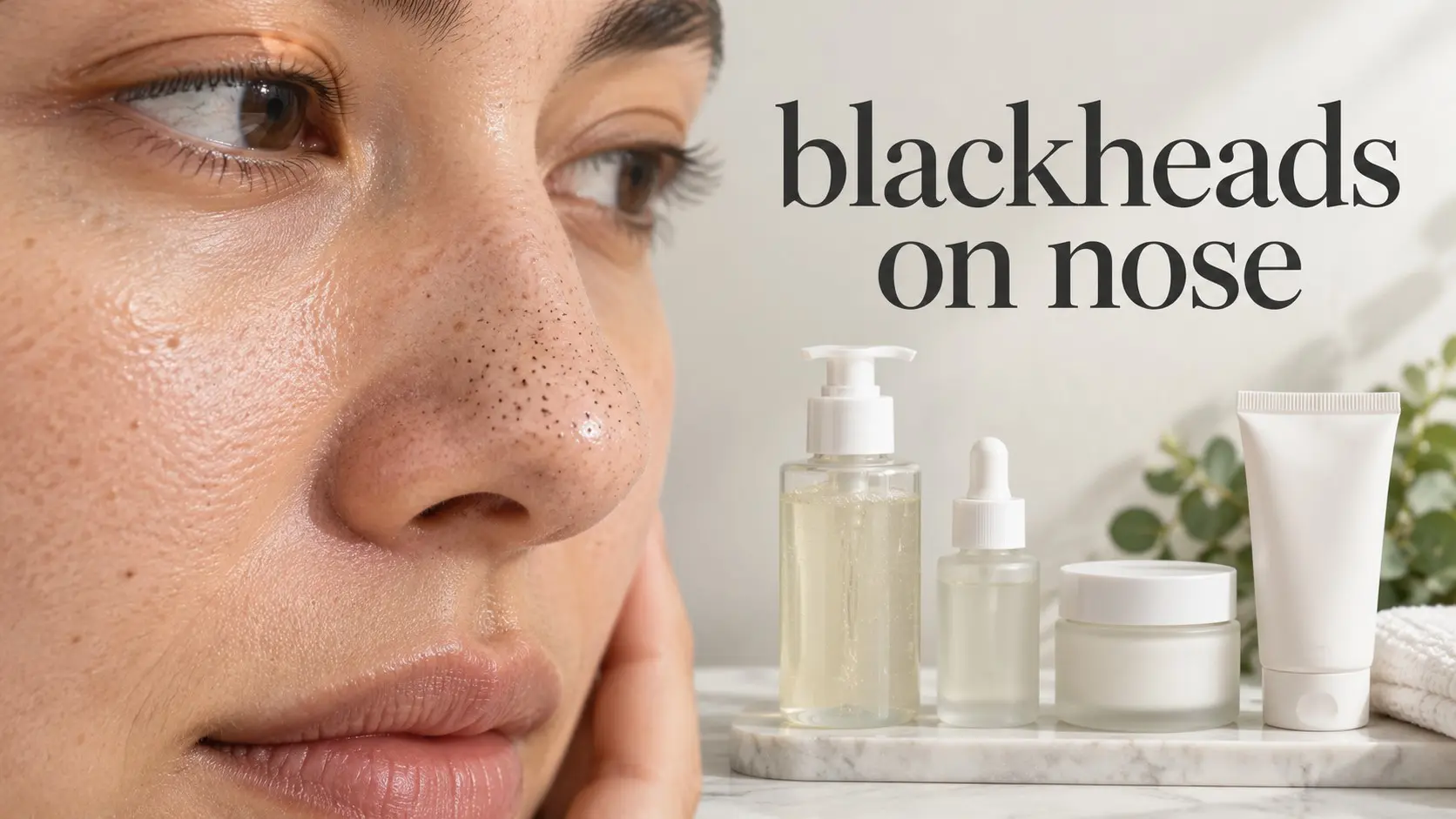 Blackheads on nose with gentle cleanser salicylic acid moisturizer adapalene and simple skin care products