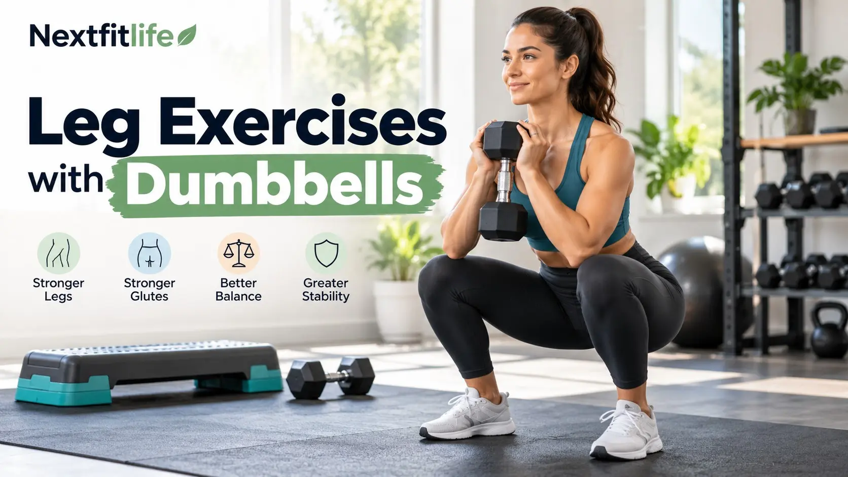 Leg Exercises with Dumbbells for stronger legs, glutes, balance, and stability
