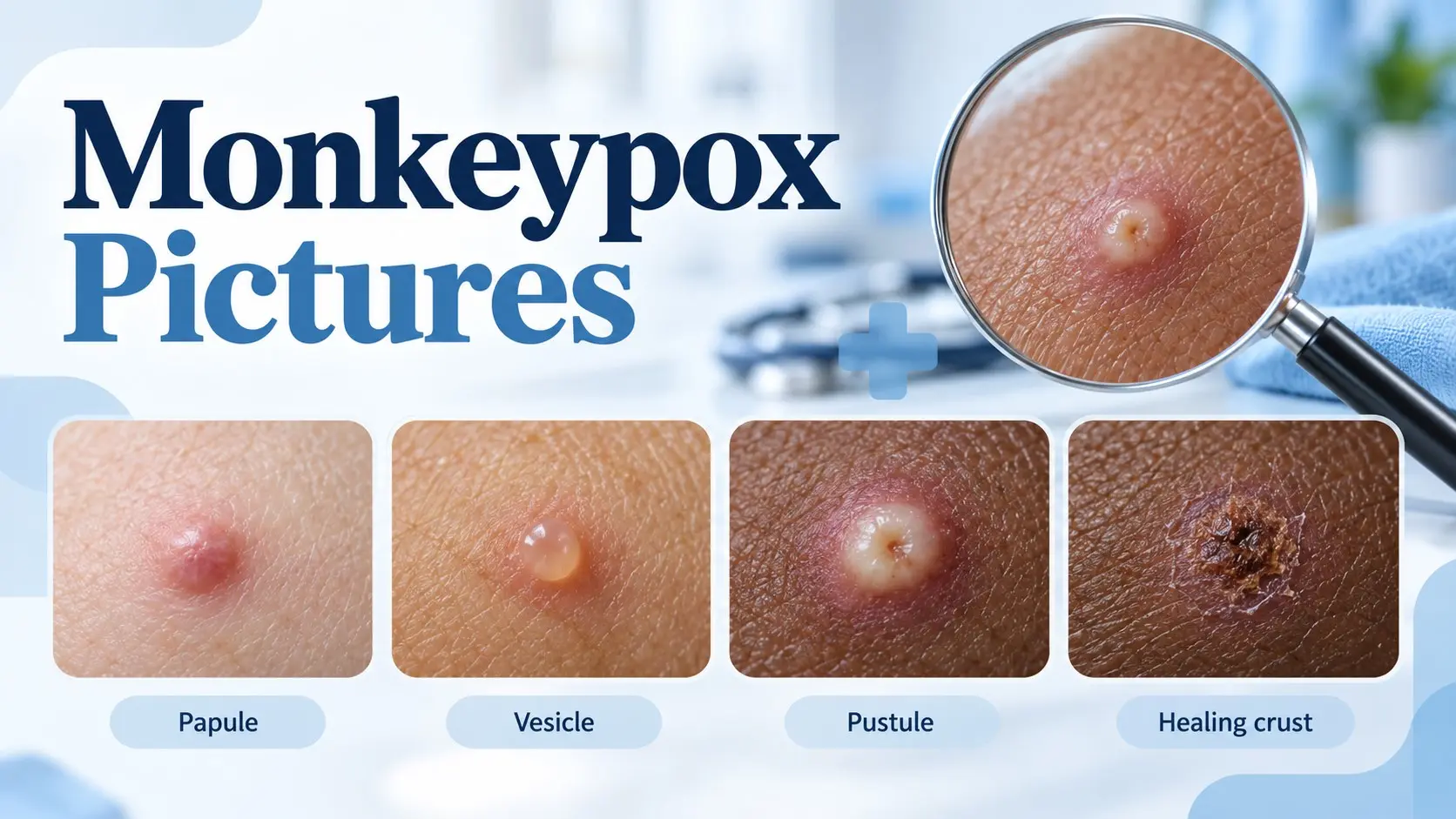 Monkeypox pictures showing mpox rash stages on different skin tones