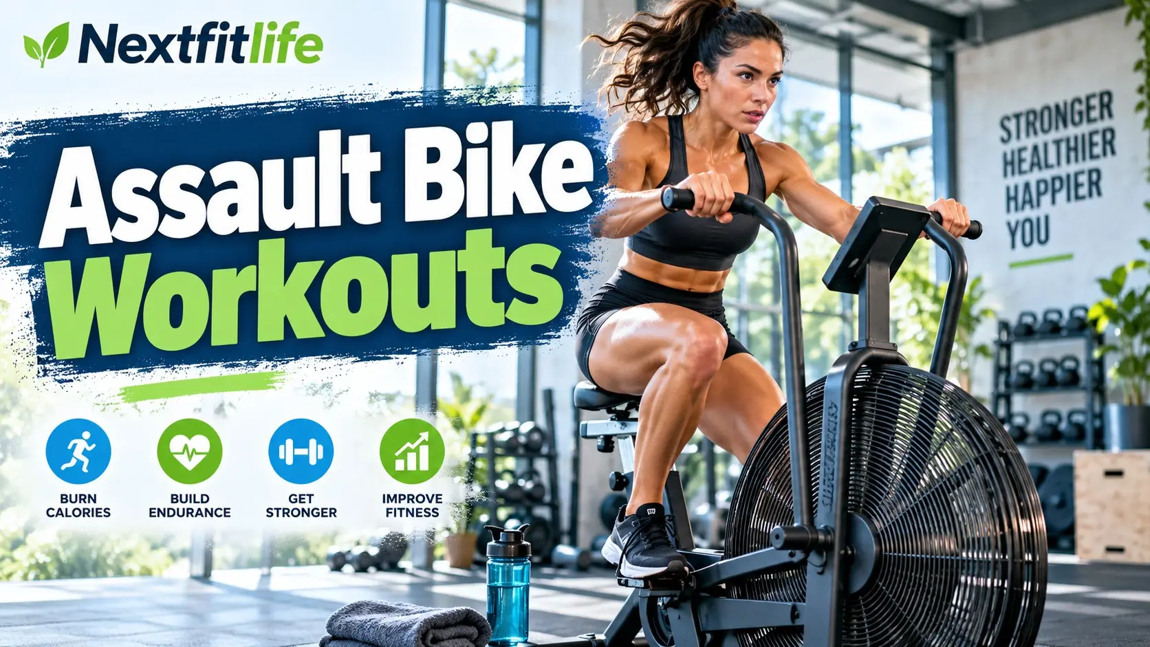 Assault Bike Workouts guide with air bike intervals, full body cardio, conditioning, and beginner training