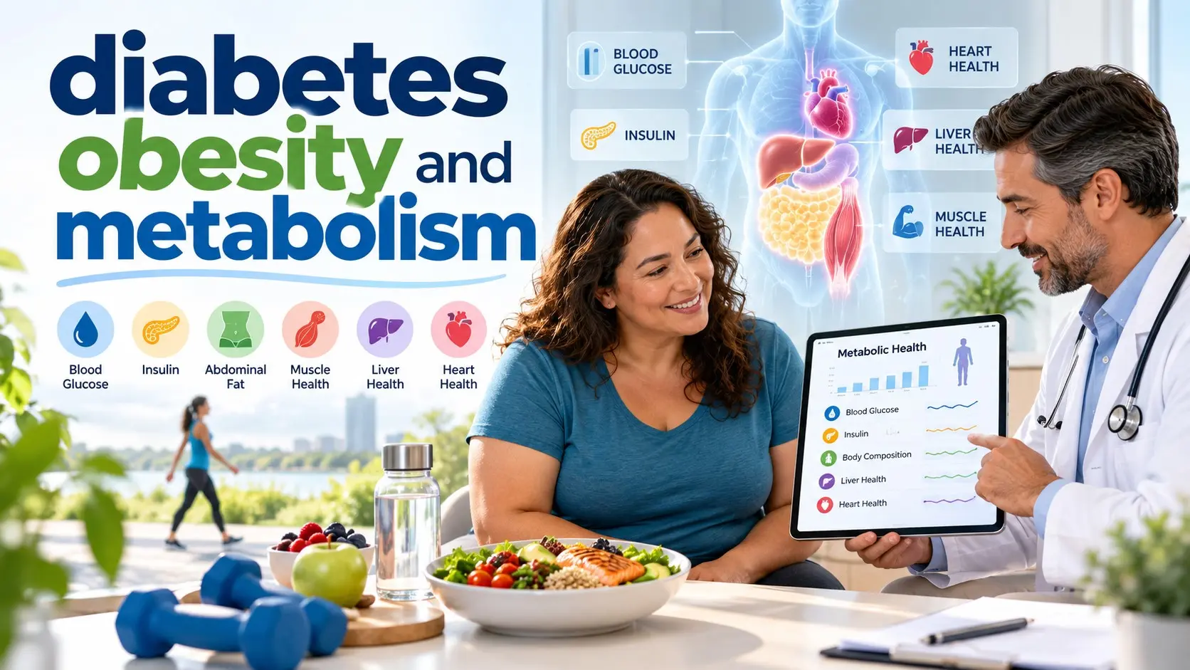 Diabetes obesity and metabolism explained through insulin resistance, blood sugar, weight, muscle, liver, and heart health