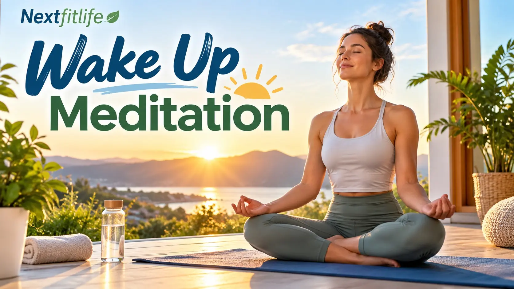 Wake Up Meditation with mindful breathing, morning sunlight, calm focus, stretching, and a peaceful start to the day