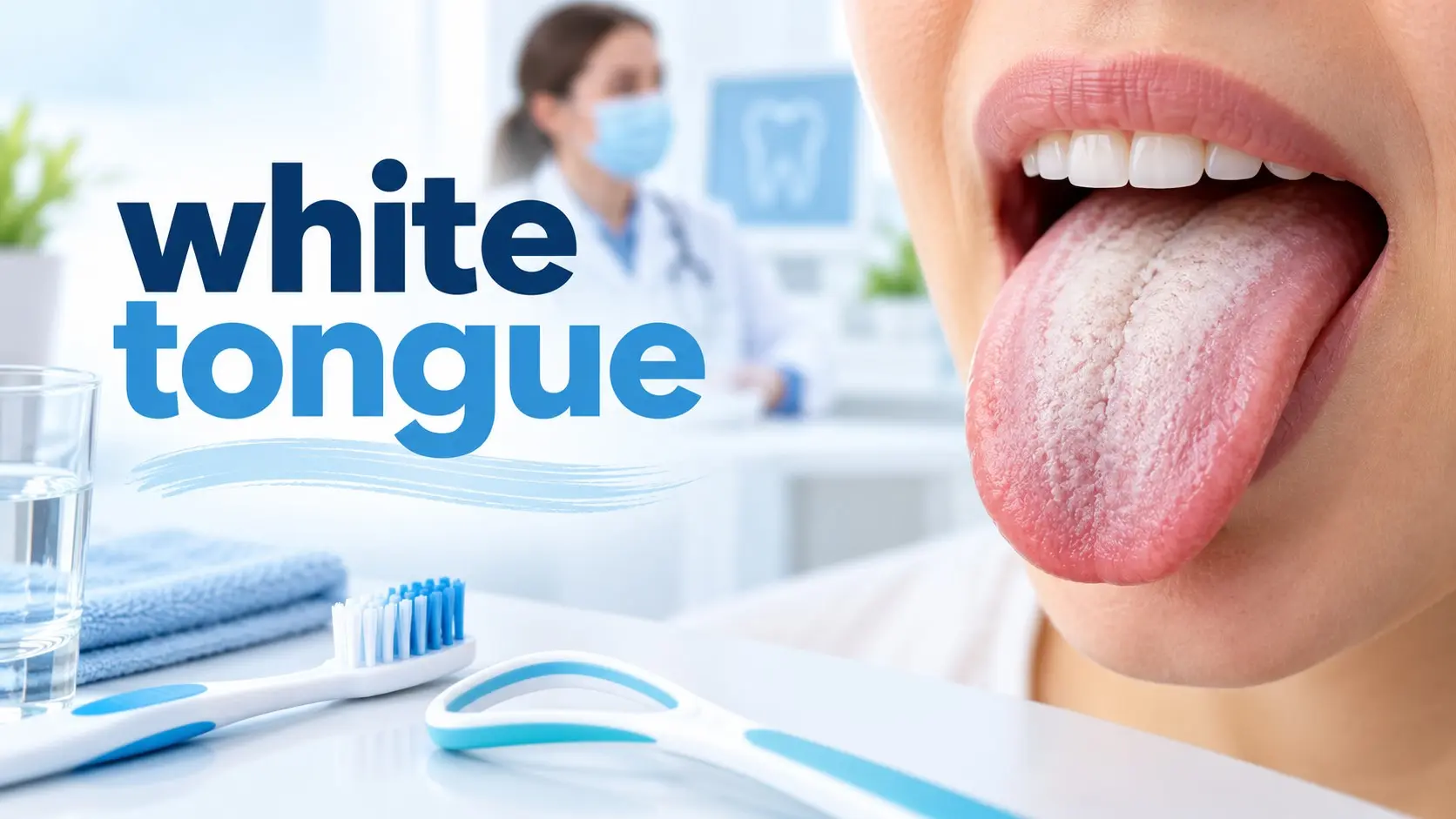 White tongue showing common tongue coating patterns and safe oral care