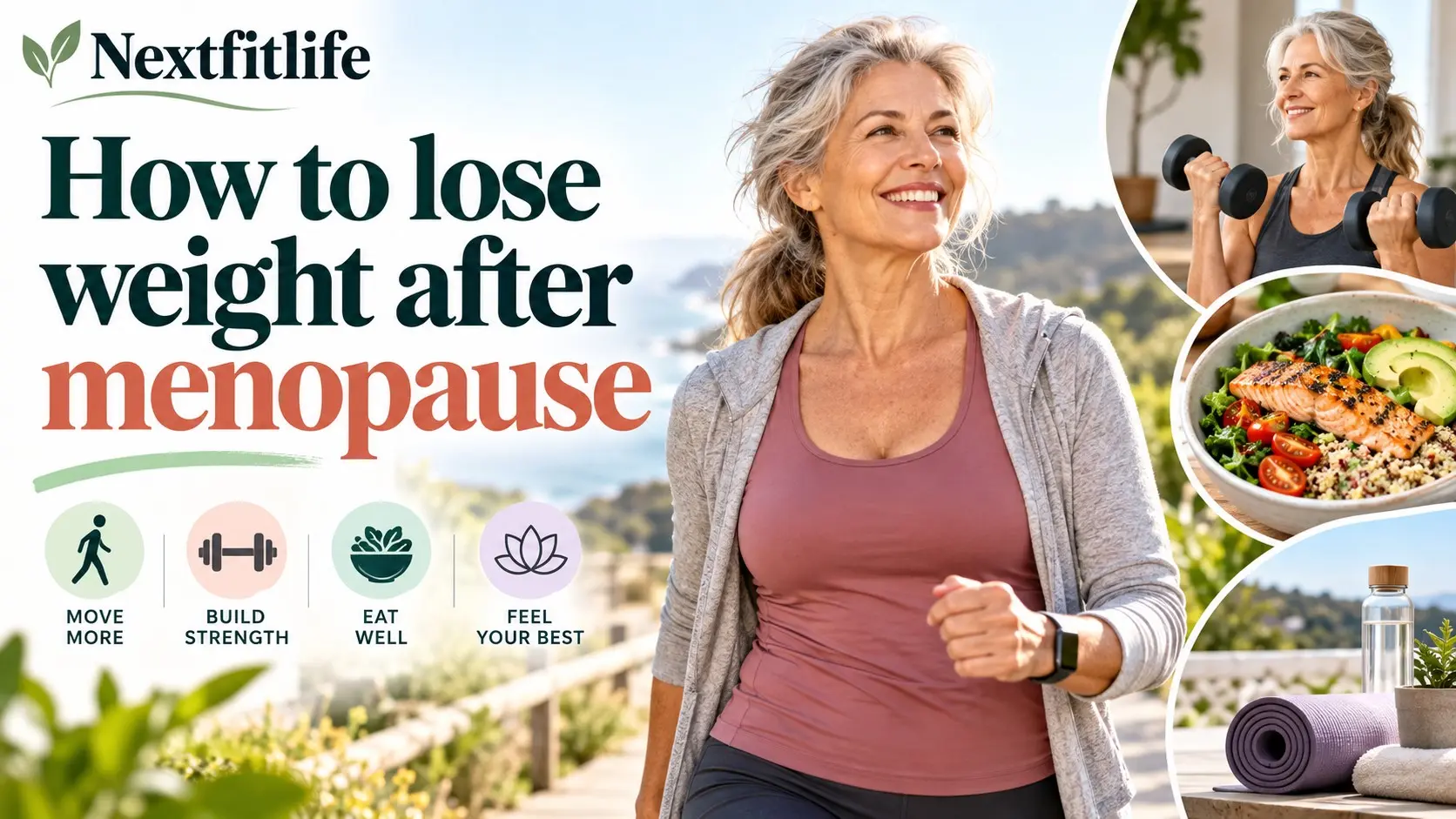 How to lose weight after menopause with healthy meals, walking, strength training, sleep, and sustainable fat loss