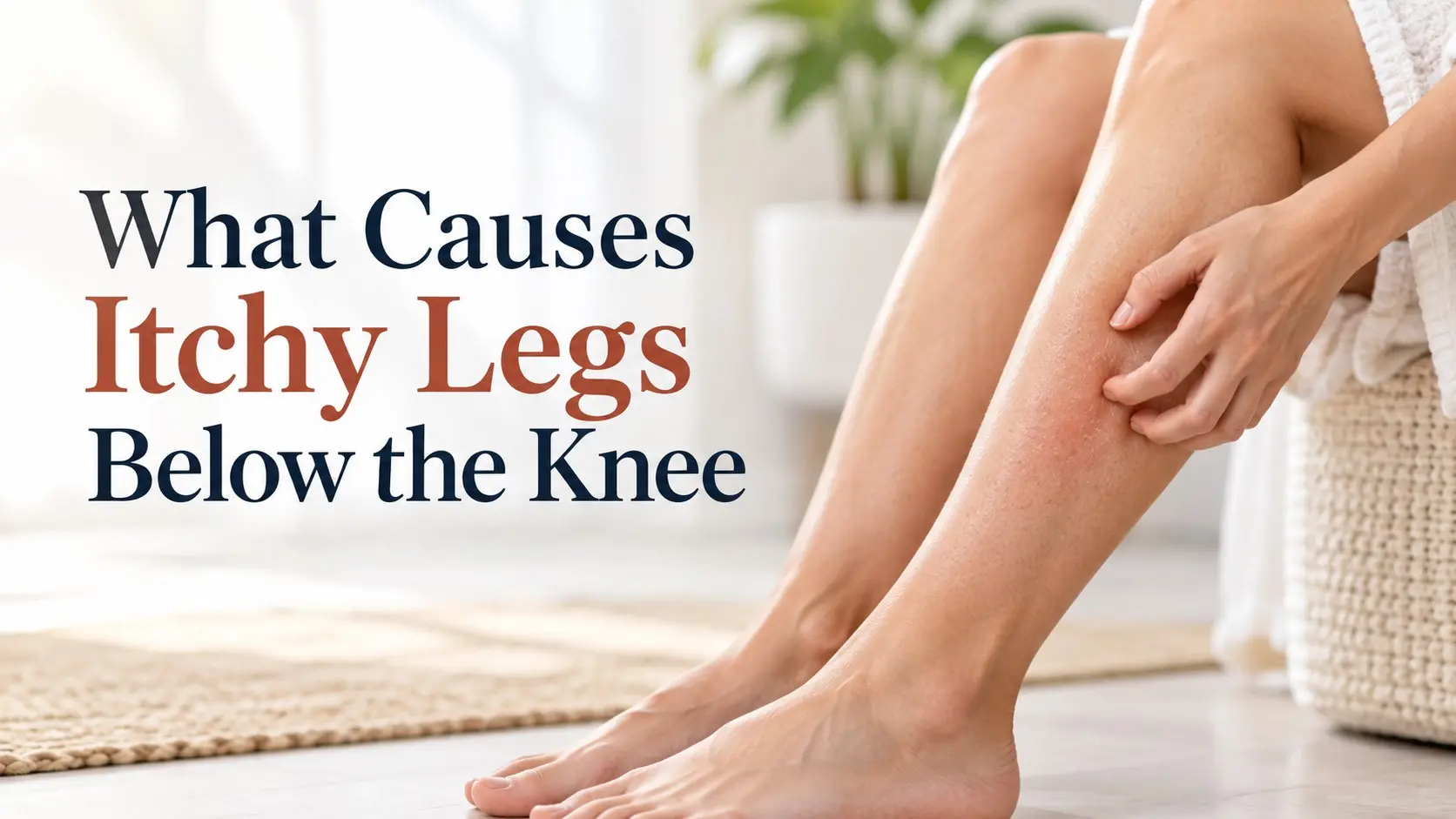 What causes itchy legs below the knee guide showing dry skin, eczema, venous irritation, shaving, and other common causes