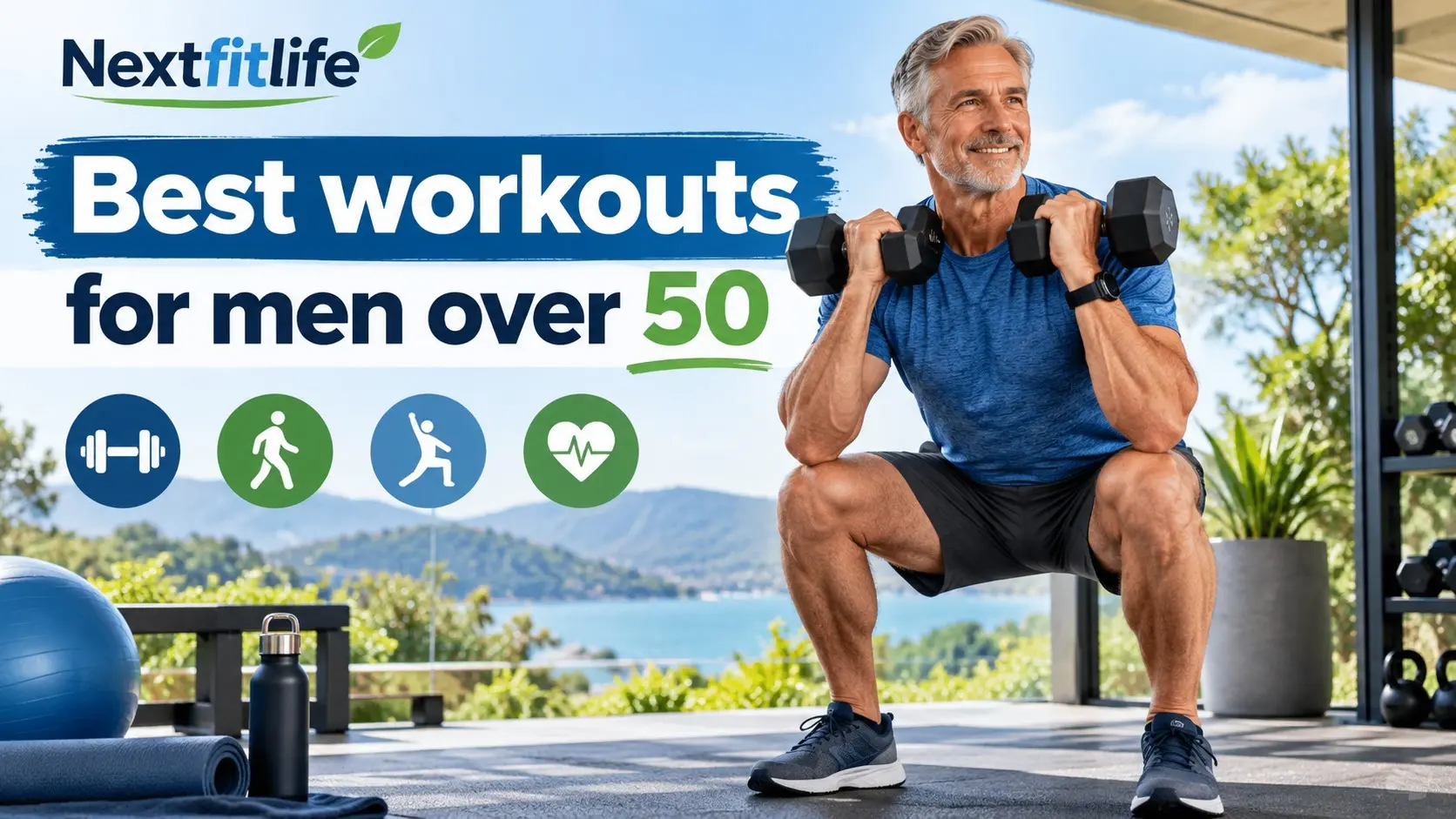 Best workouts for men over 50 with strength training, walking, dumbbells, mobility, balance, and healthy aging exercise