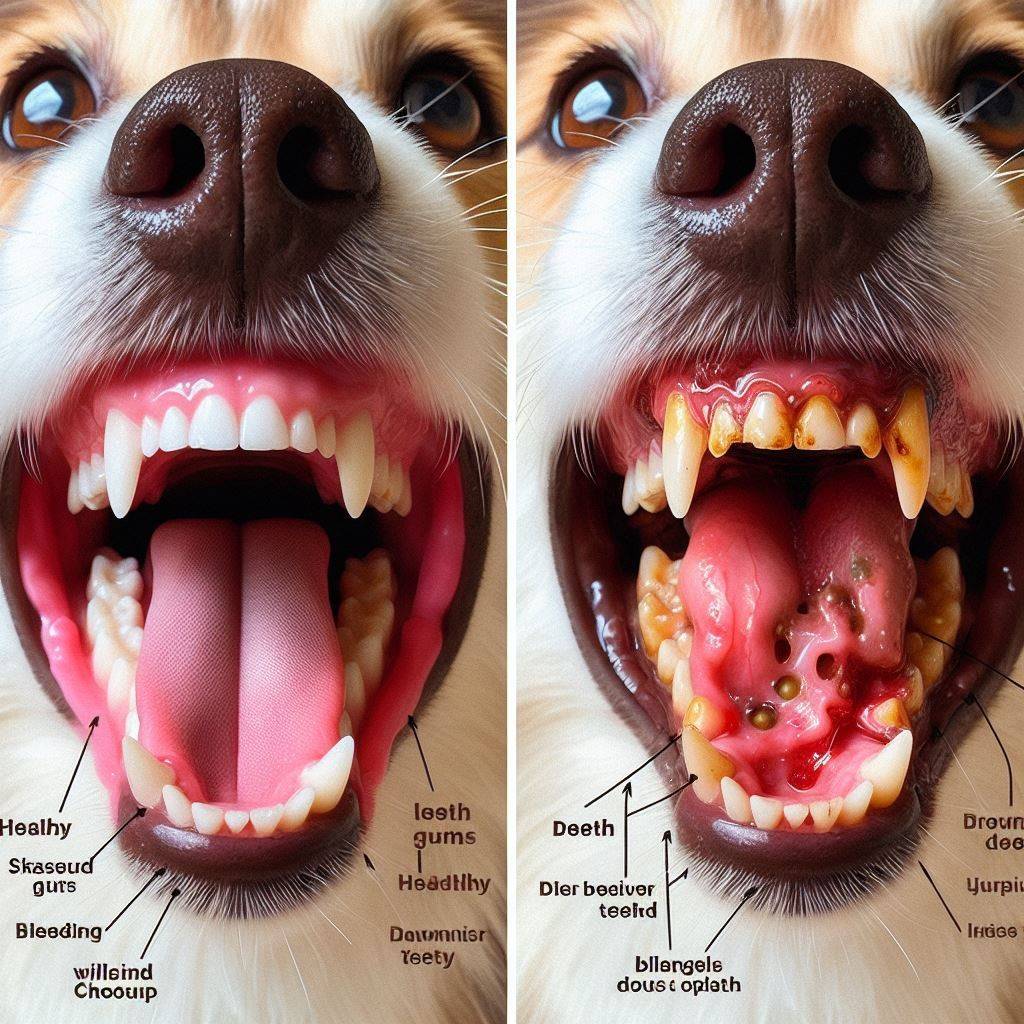 Comparison between Healthy dog gums vs unhealthy