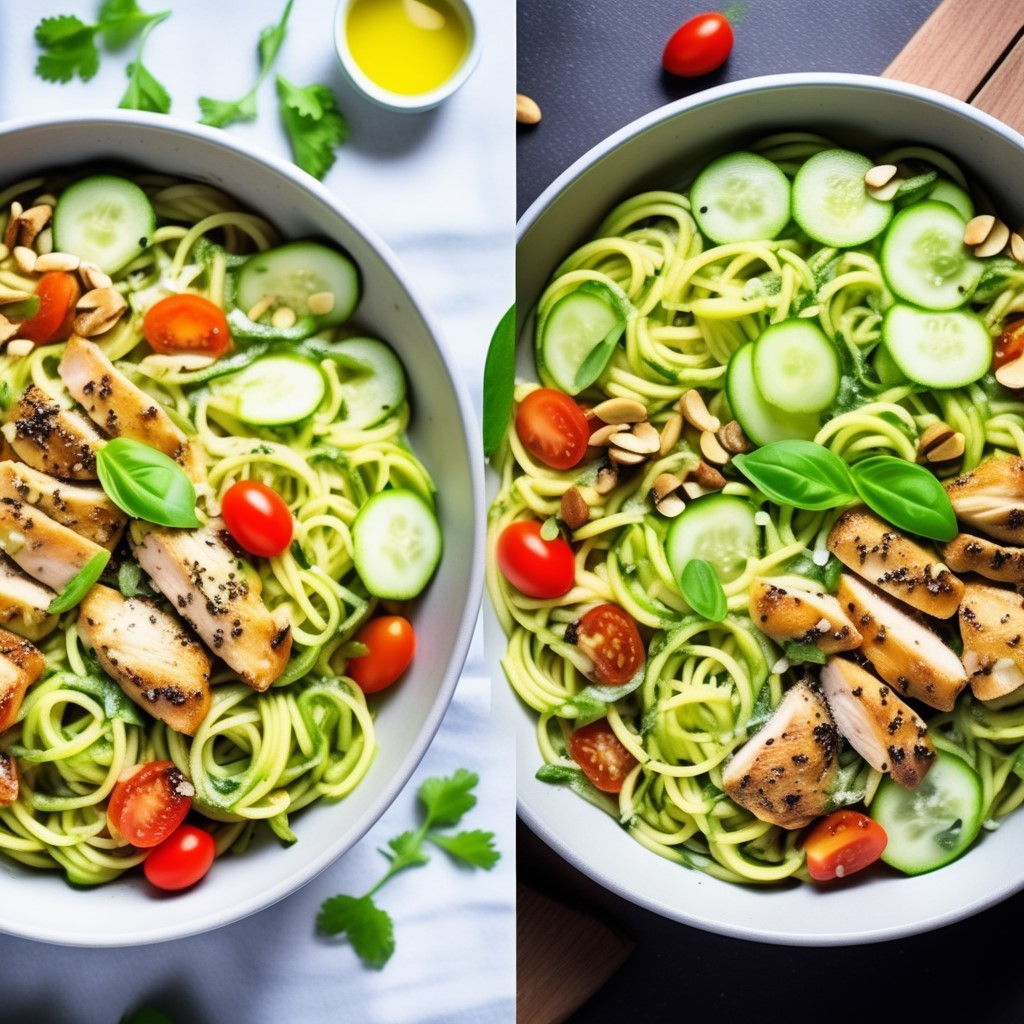 Pesto Chicken Zoodle Bowls