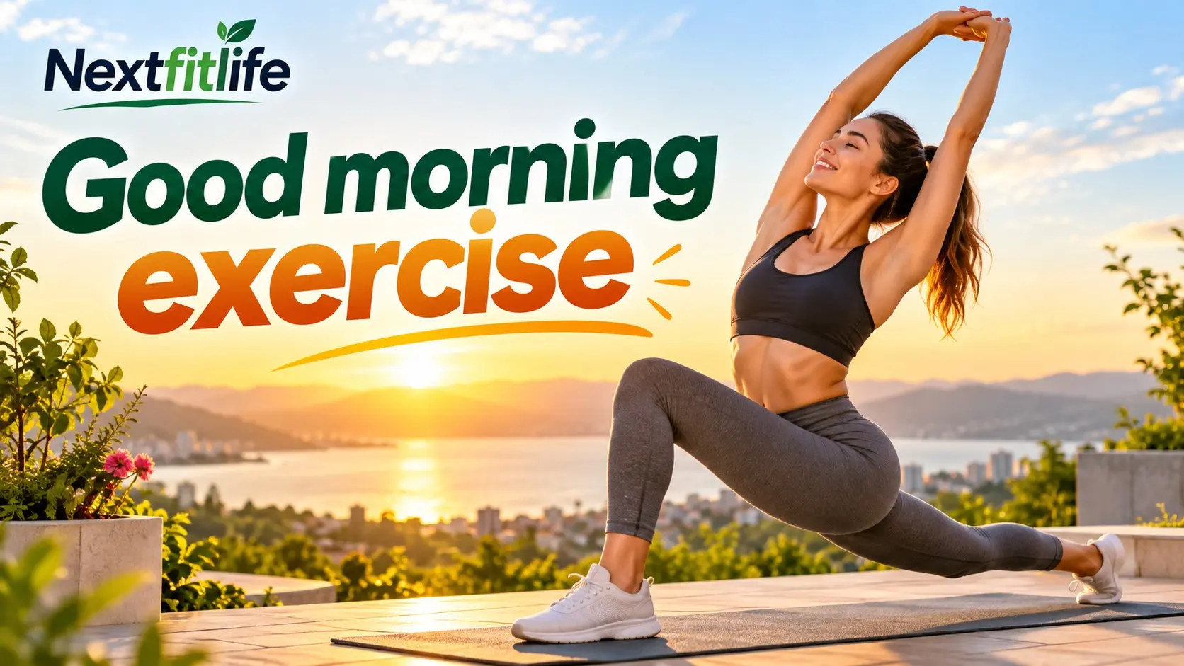 Good morning exercise routine with walking, stretching, squats, light strength training, and simple wake up workout movements
