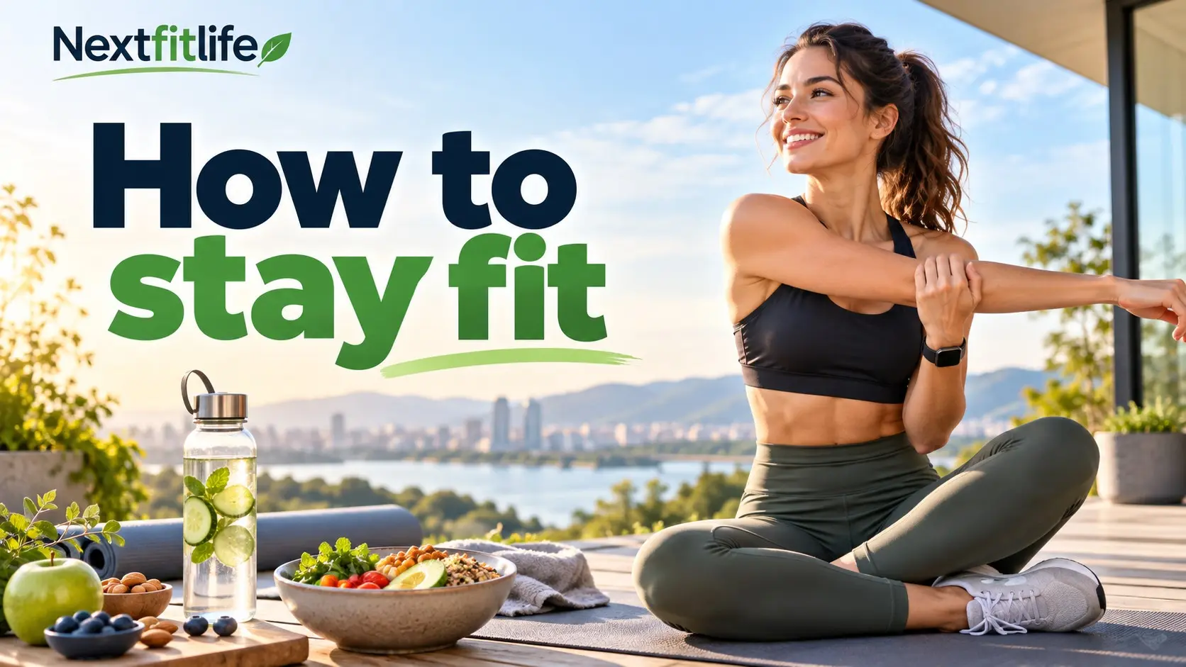 How to stay fit with walking, strength training, healthy food, water, sleep, mobility, and consistent fitness habits
