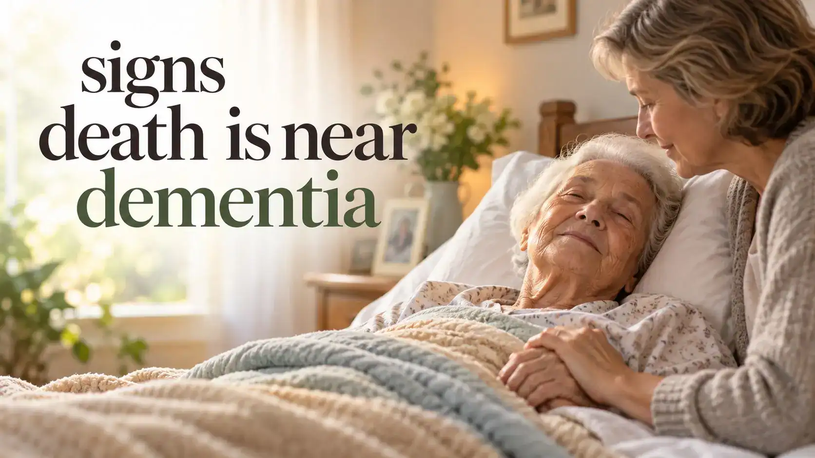 signs death is near dementia with a family member providing calm comfort care to an older adult