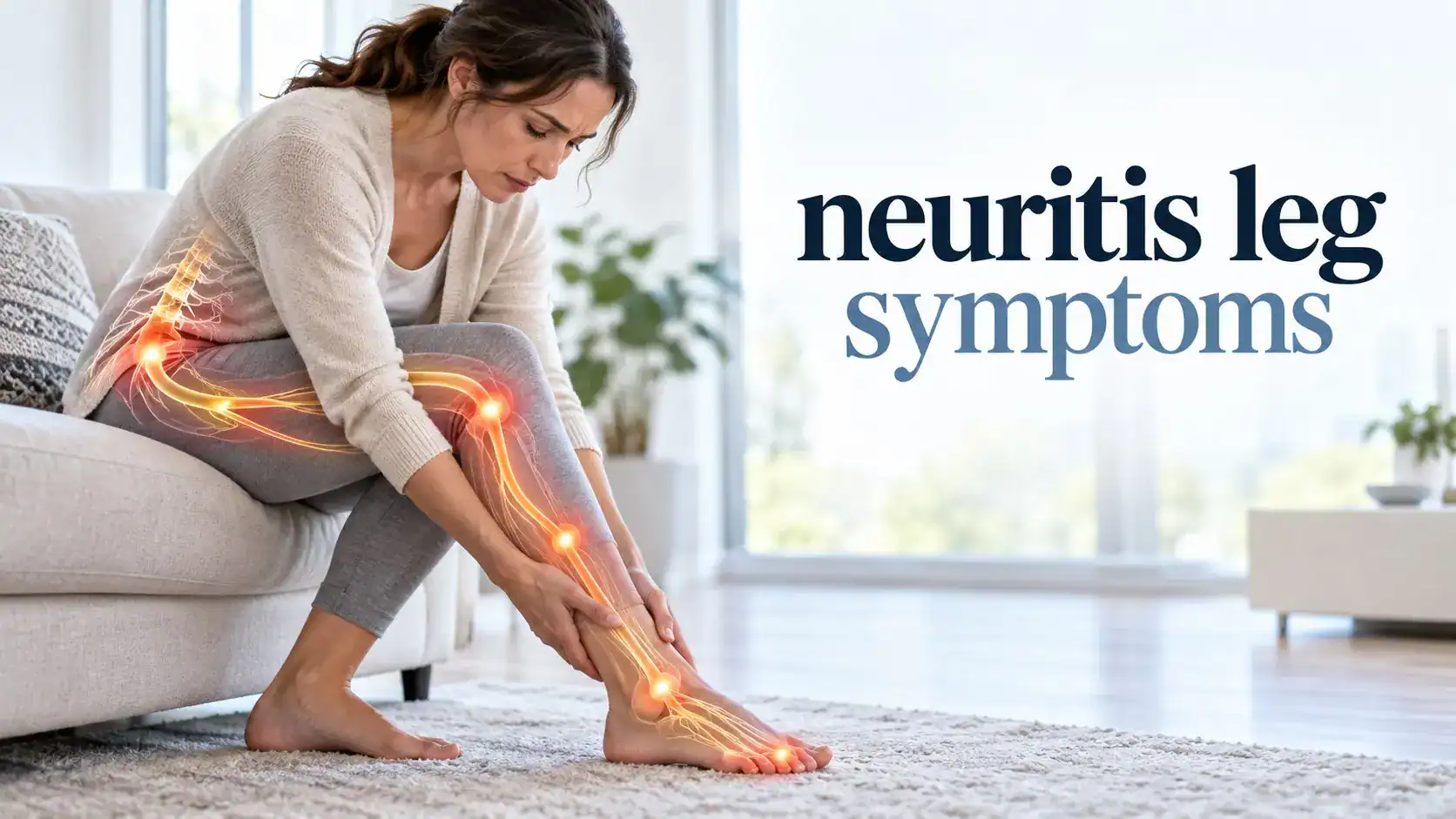 neuritis leg symptoms including burning, tingling, numbness, and nerve pain in the lower leg and foot