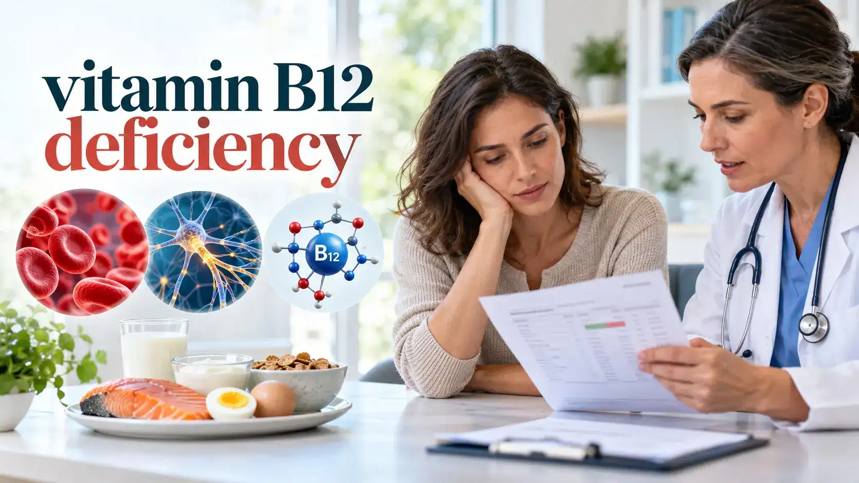 vitamin B12 deficiency symptoms, blood testing, nerve health, fatigue, numbness, and vitamin B12 rich foods