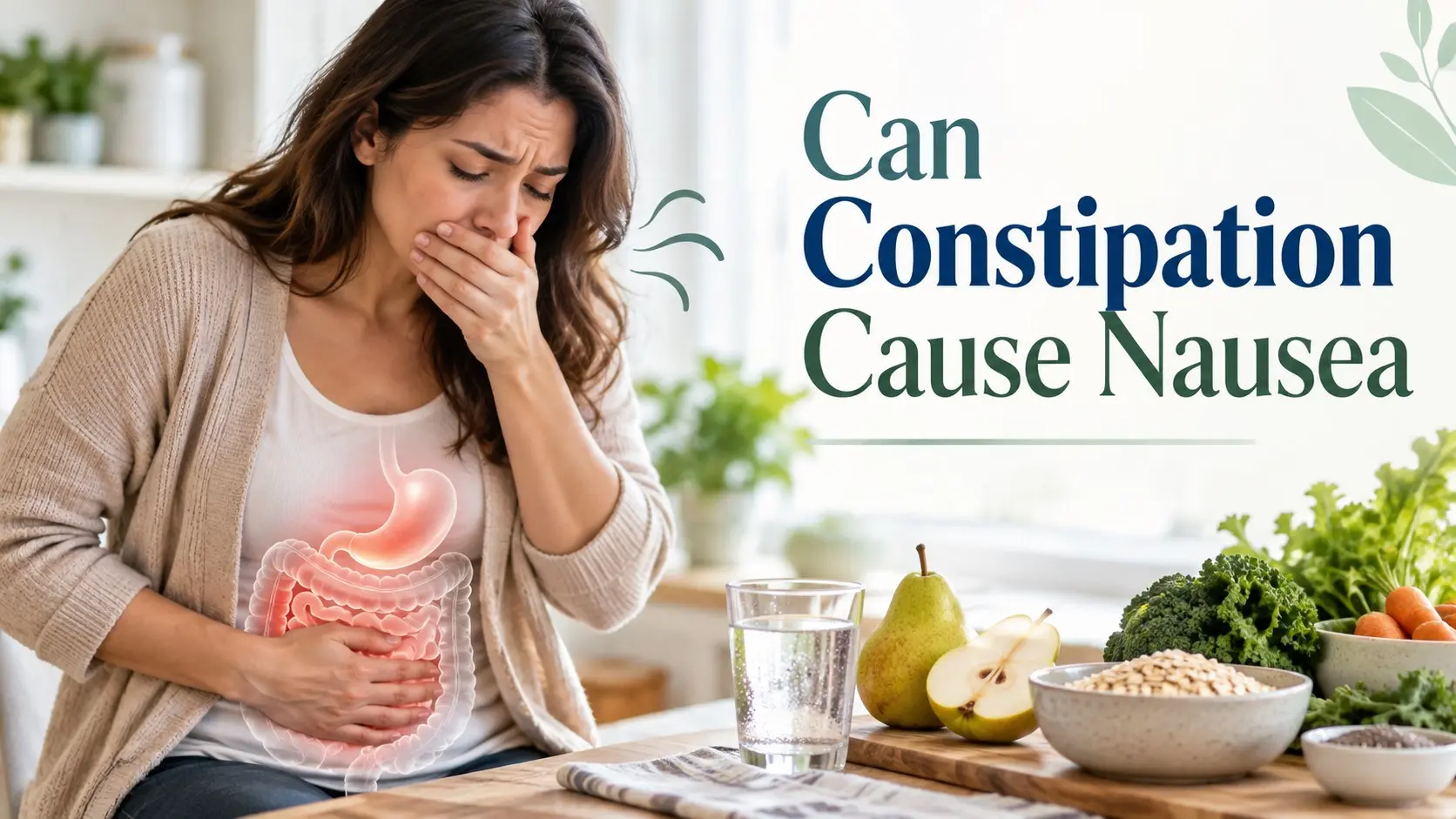 Can constipation cause nausea showing abdominal discomfort, bloating, nausea, and slowed bowel movement