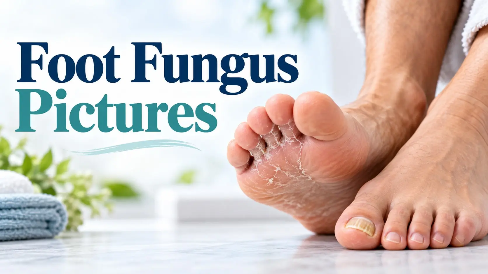 Foot fungus pictures showing athlete’s foot scaling between toes and mild fungal toenail changes