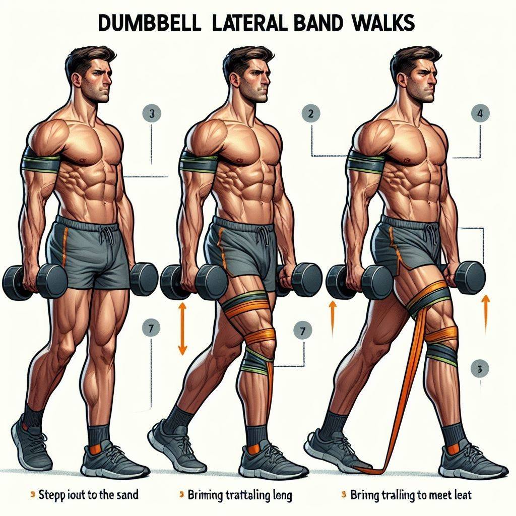 Dumbbell Lateral Band Walks