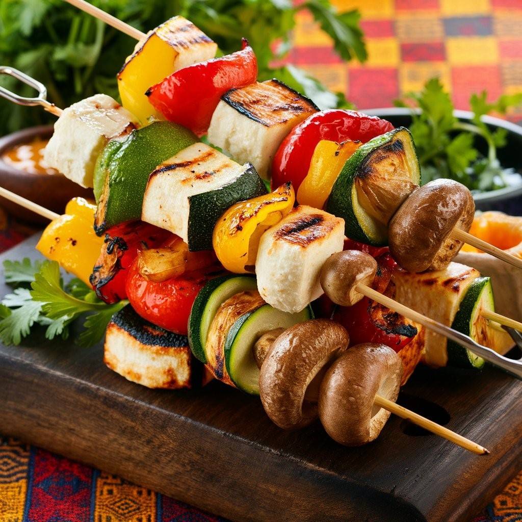 Grilled Veggie and Halloumi Skewers