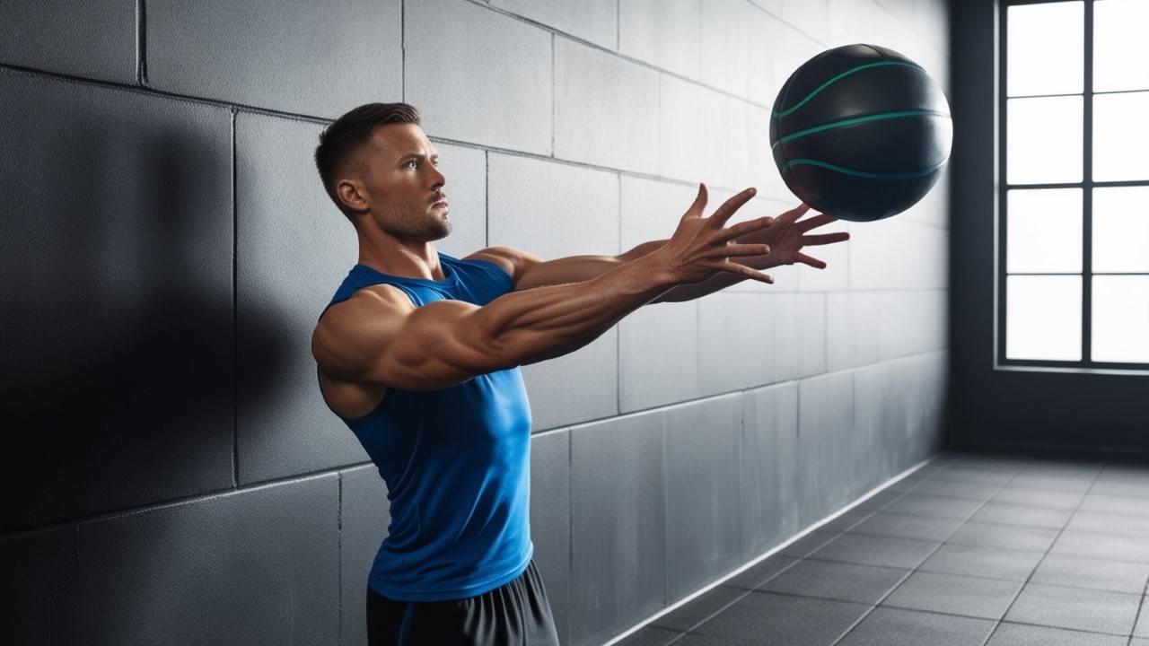 Medicine Ball Chest Pass Explosive Push Upper Body Exercise