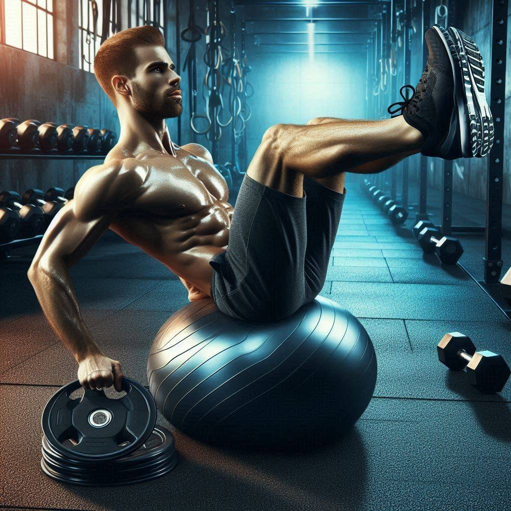 Stability Ball Crunches with Plate