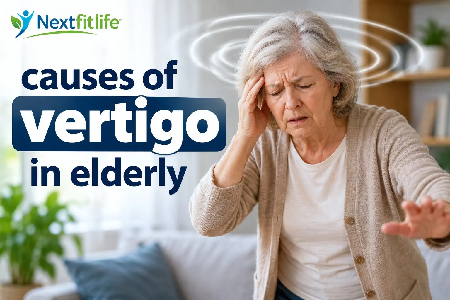 Causes of vertigo in elderly adults including BPPV, medication effects, balance problems, and fall risk