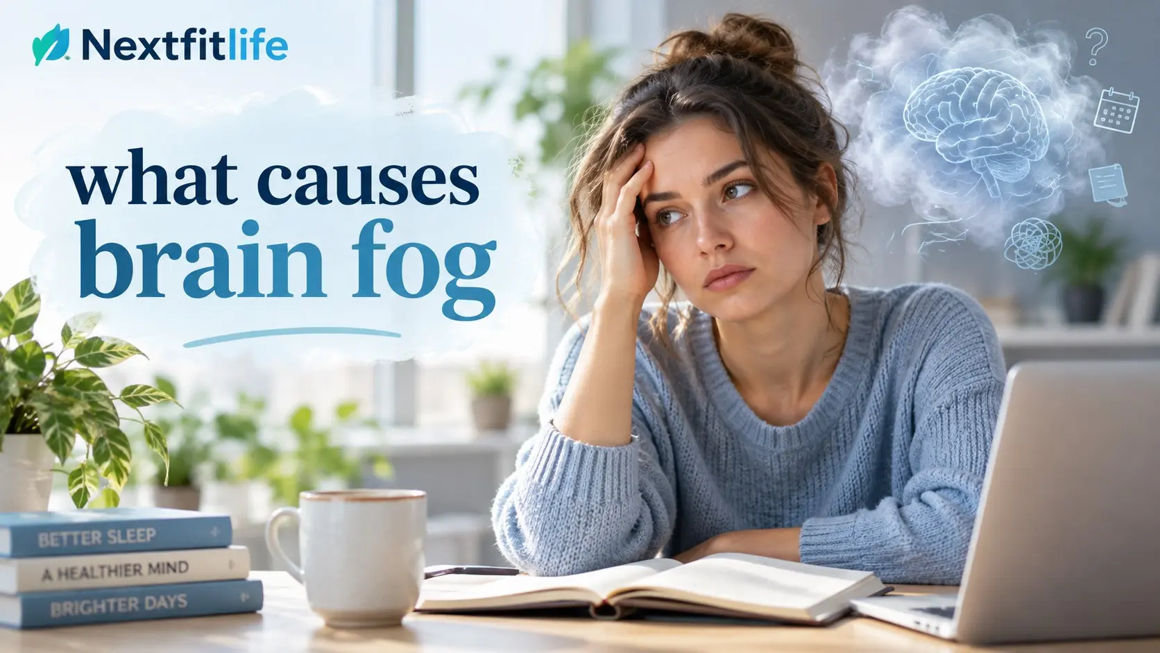 What causes brain fog including poor sleep, stress, vitamin deficiency, hormones, blood sugar, and mental fatigue