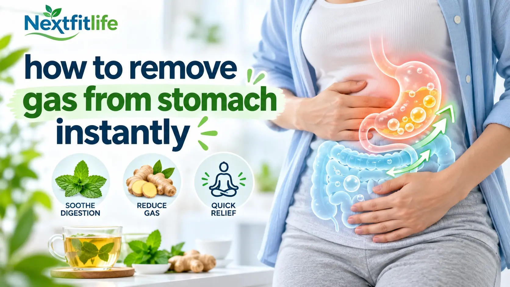 How to remove gas from stomach instantly with gentle movement and stomach gas relief