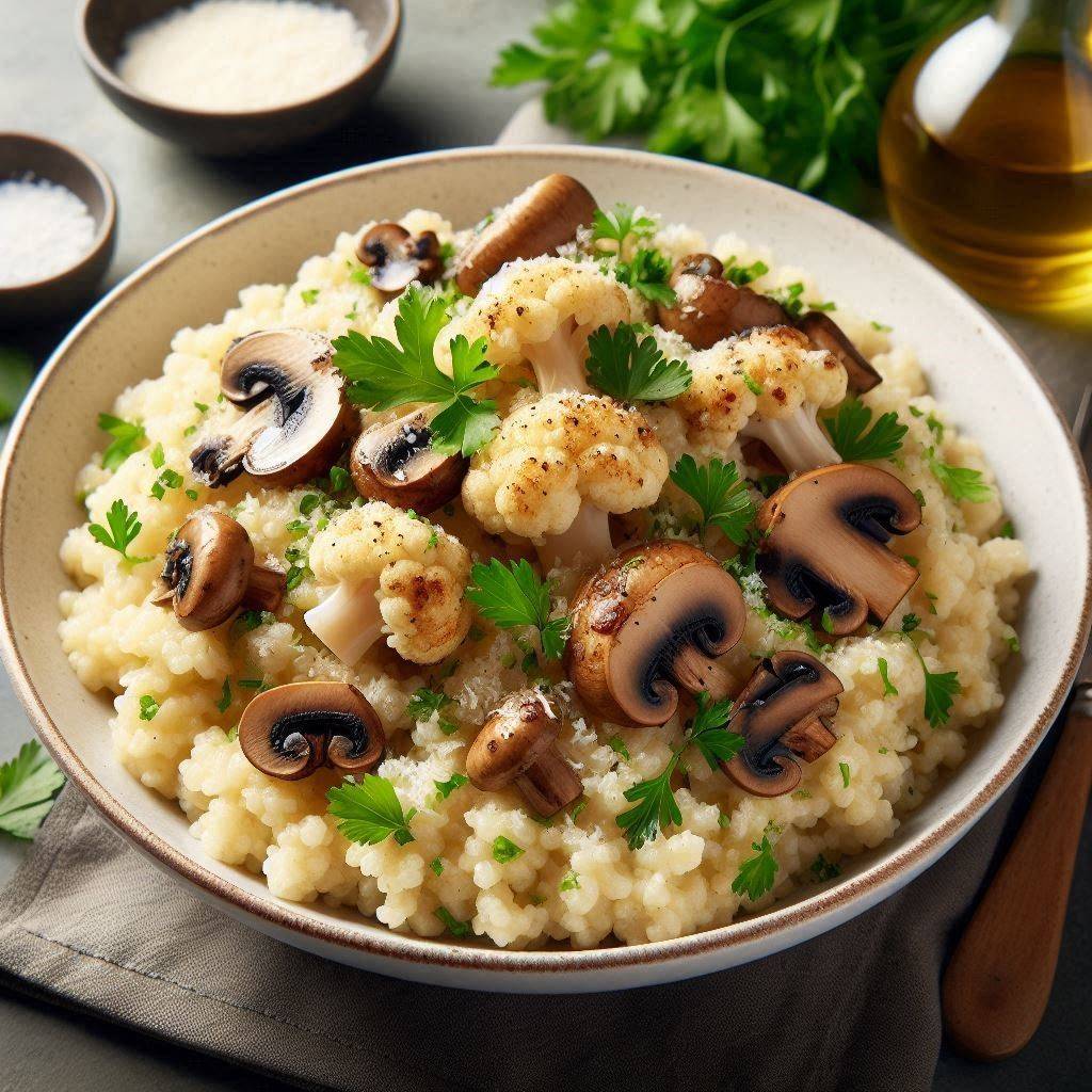 Cauliflower "Rice" Risotto with Mushrooms